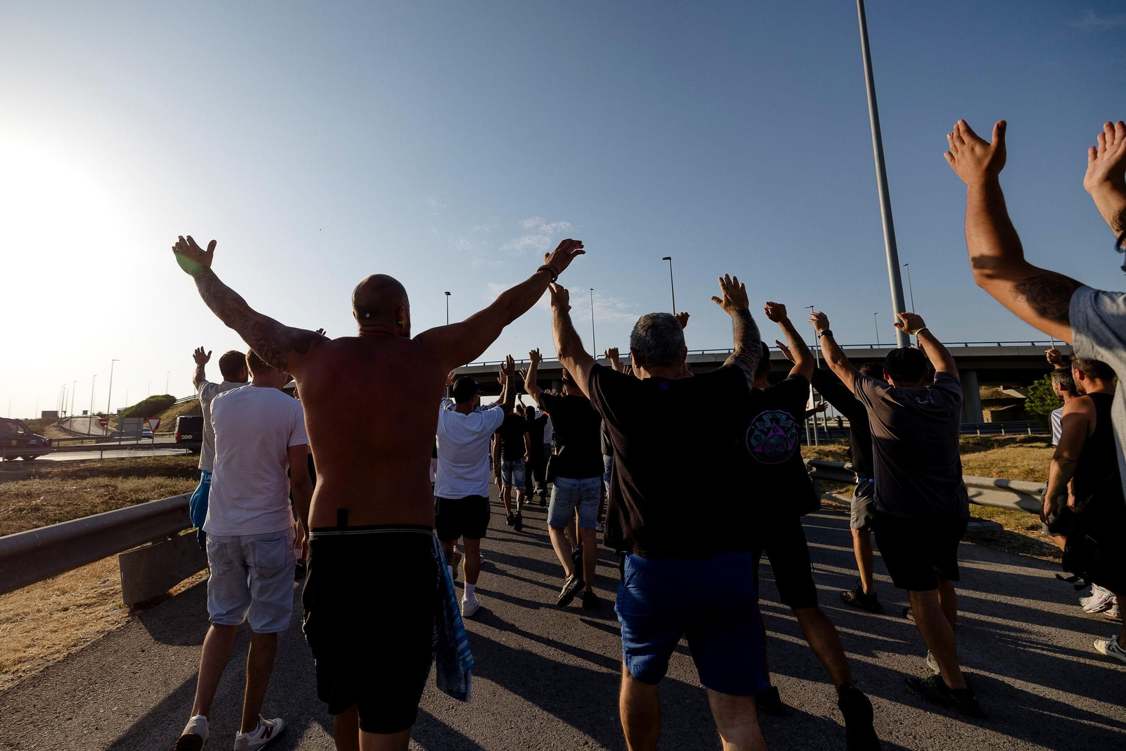 Protesta de trabajadores del metal en Puerto Real, el pasado lunes.