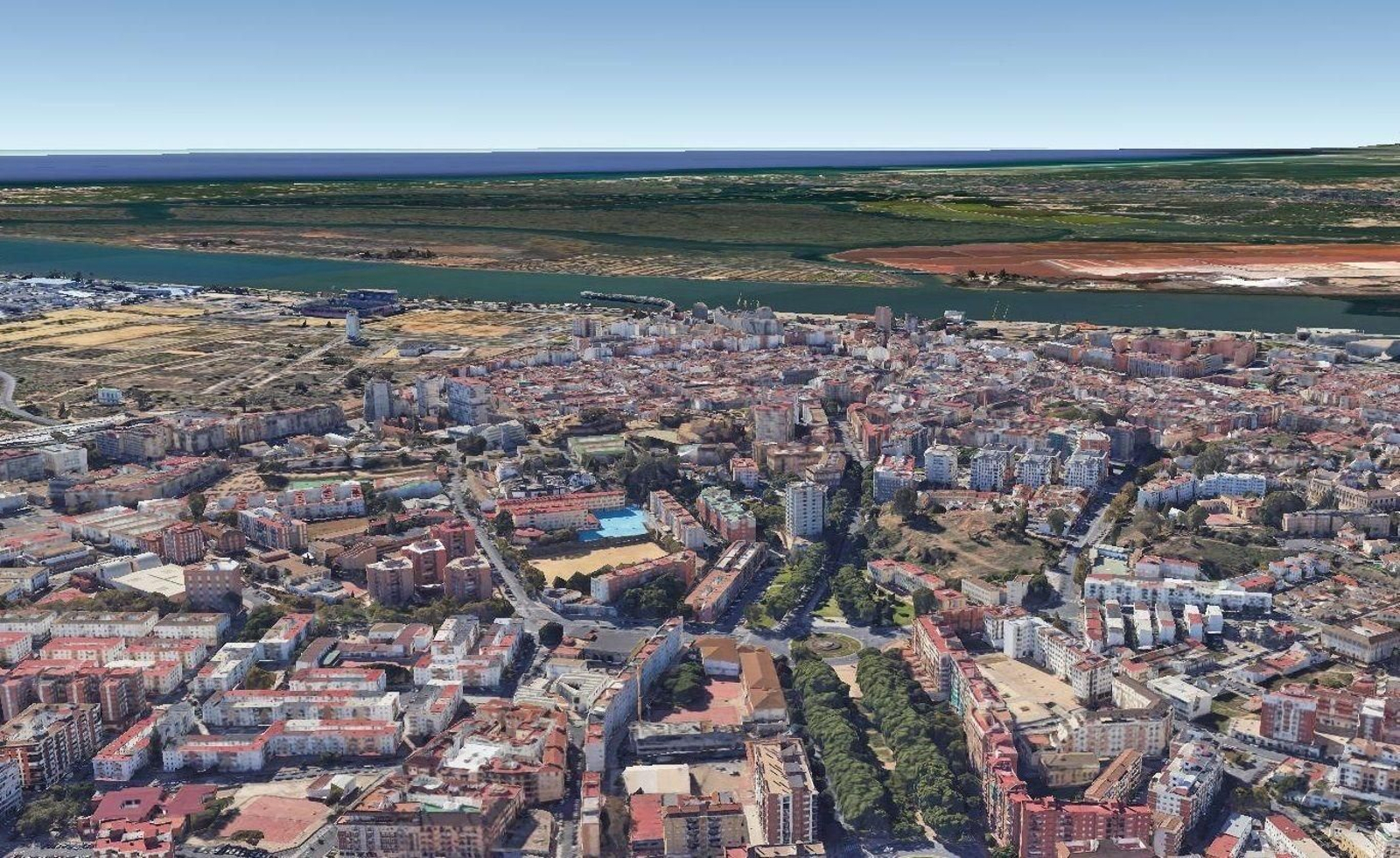 Vista aérea de Huelva capital.