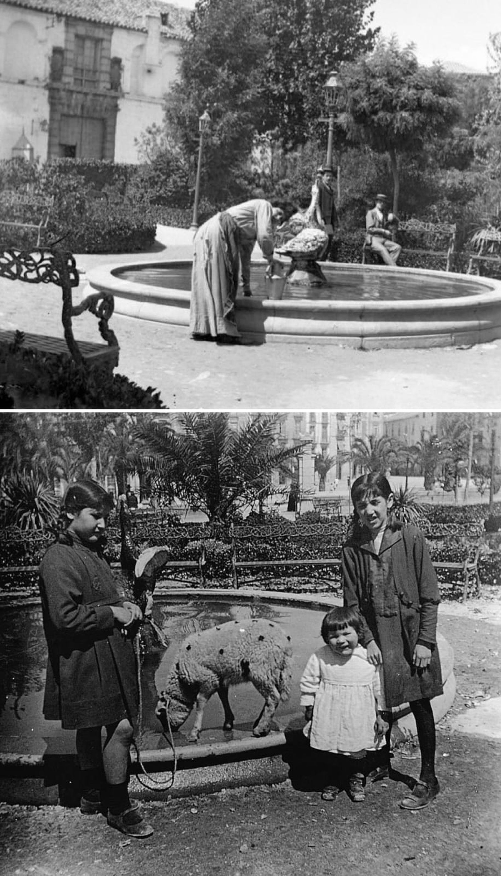 Fuente del Pato en su antigua ubicación en la plaza del Deán Mazas.