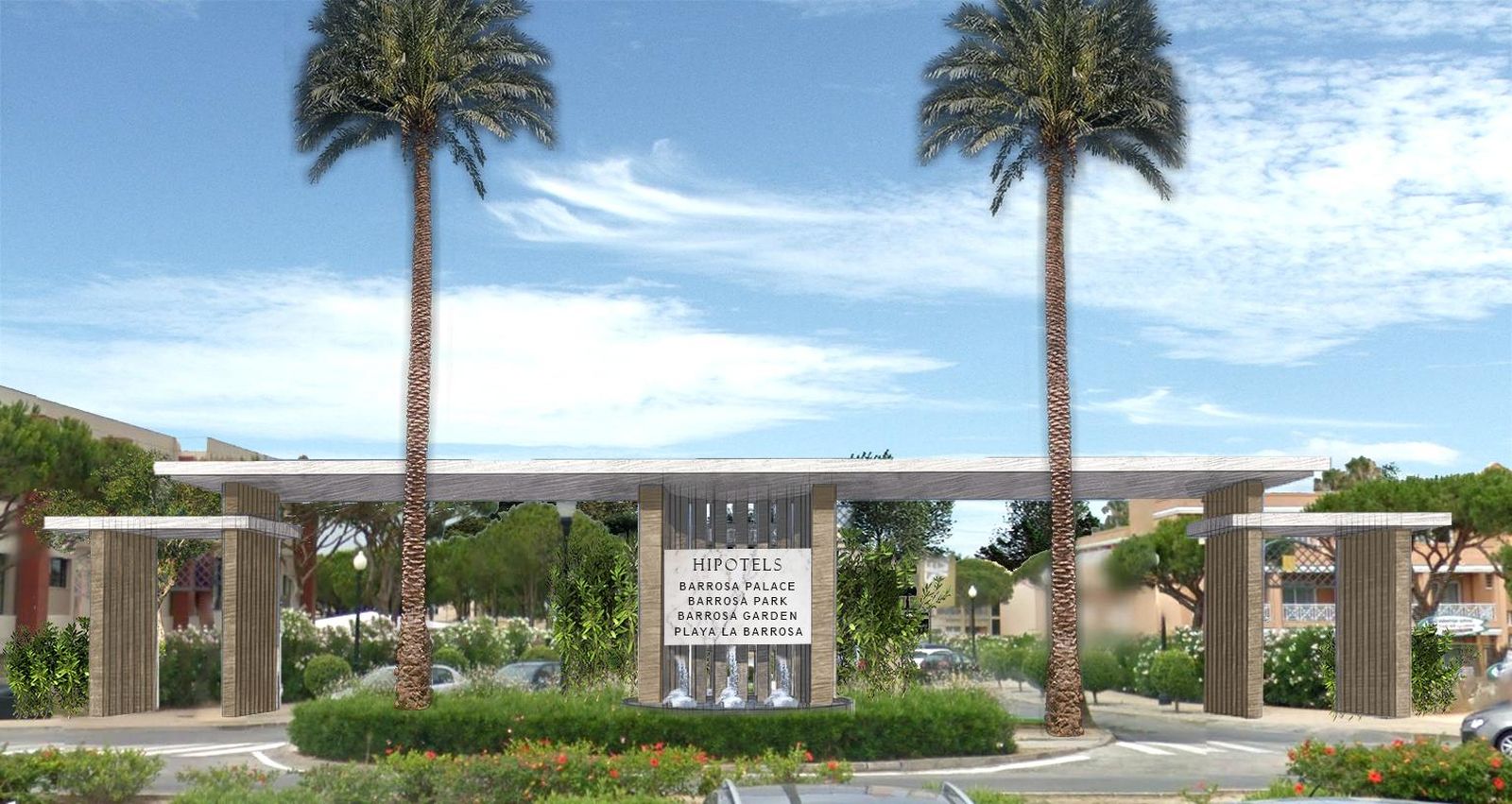El acceso al complejo de Hipotels, proyectado por la compañía.