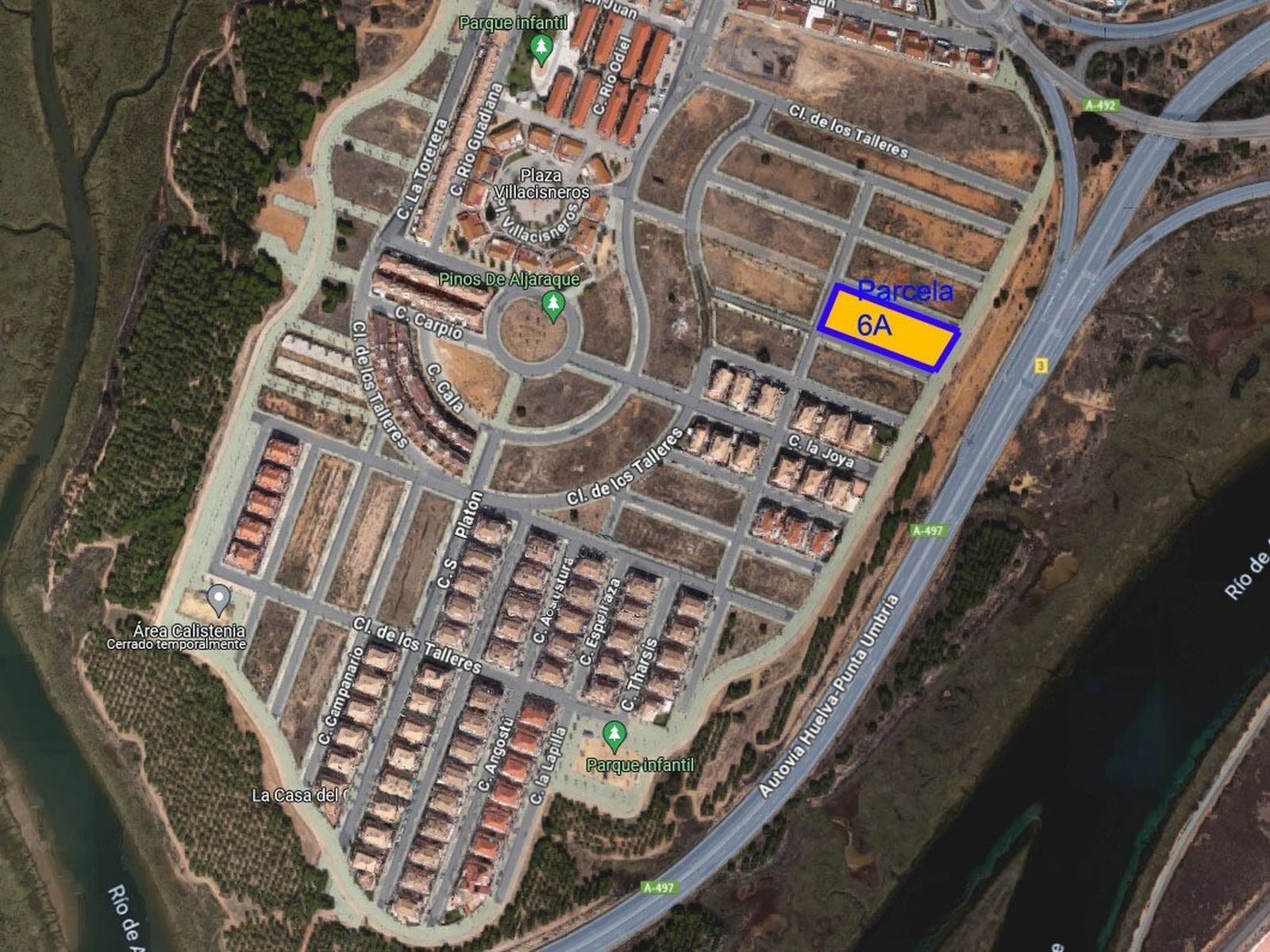 Mapa de Aljaraque donde se ubica la parcela.