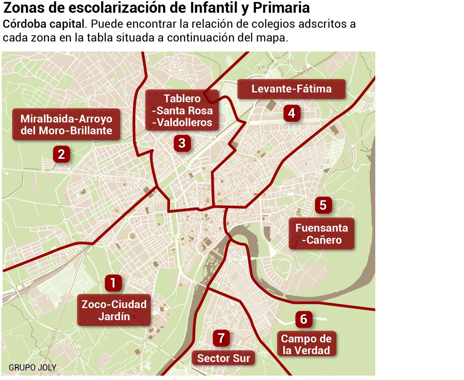 Zonas de escolarización de Córdoba capital.