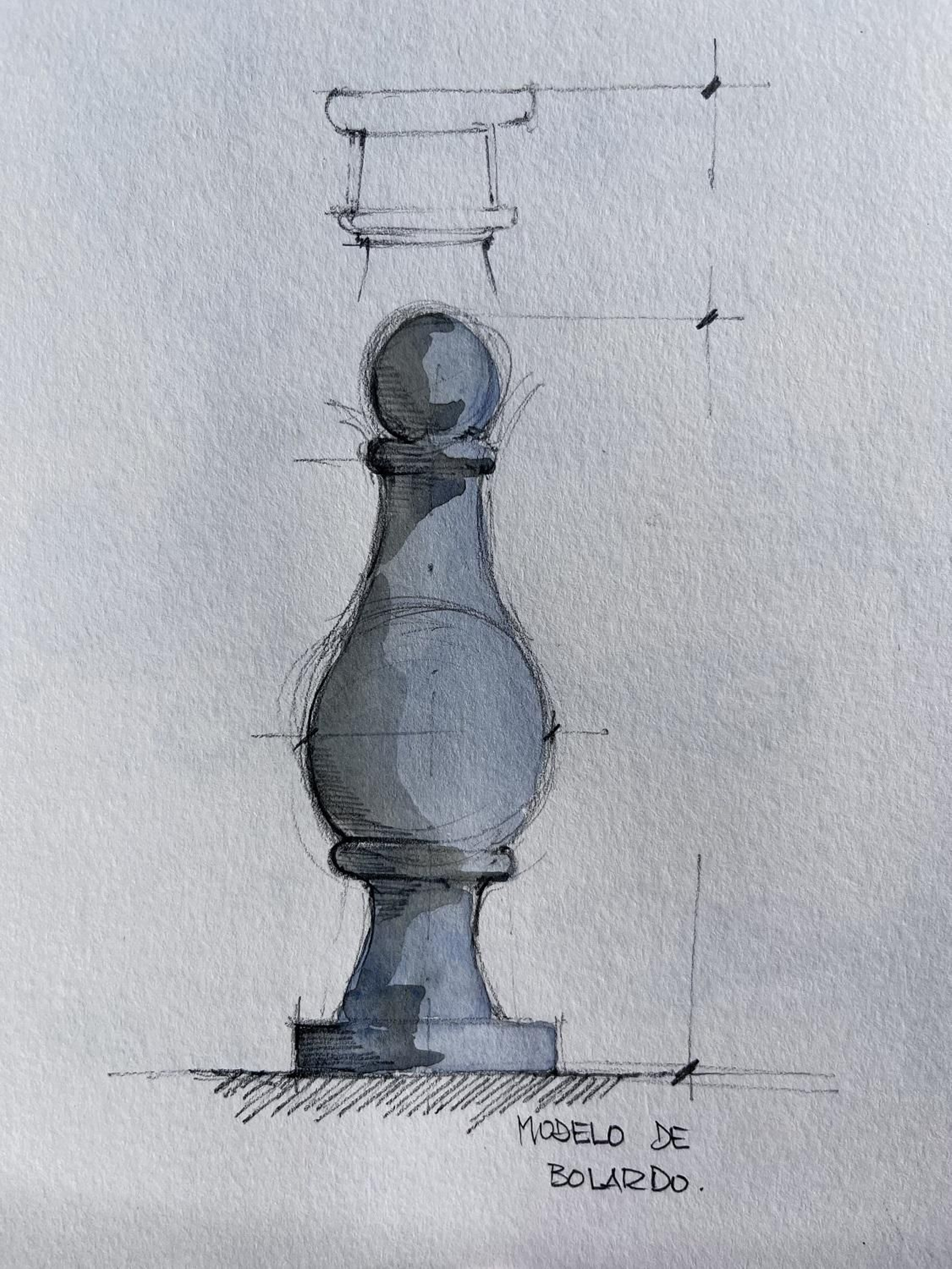 Modelo de bolardo propuesto por Sanz para Sevilla.