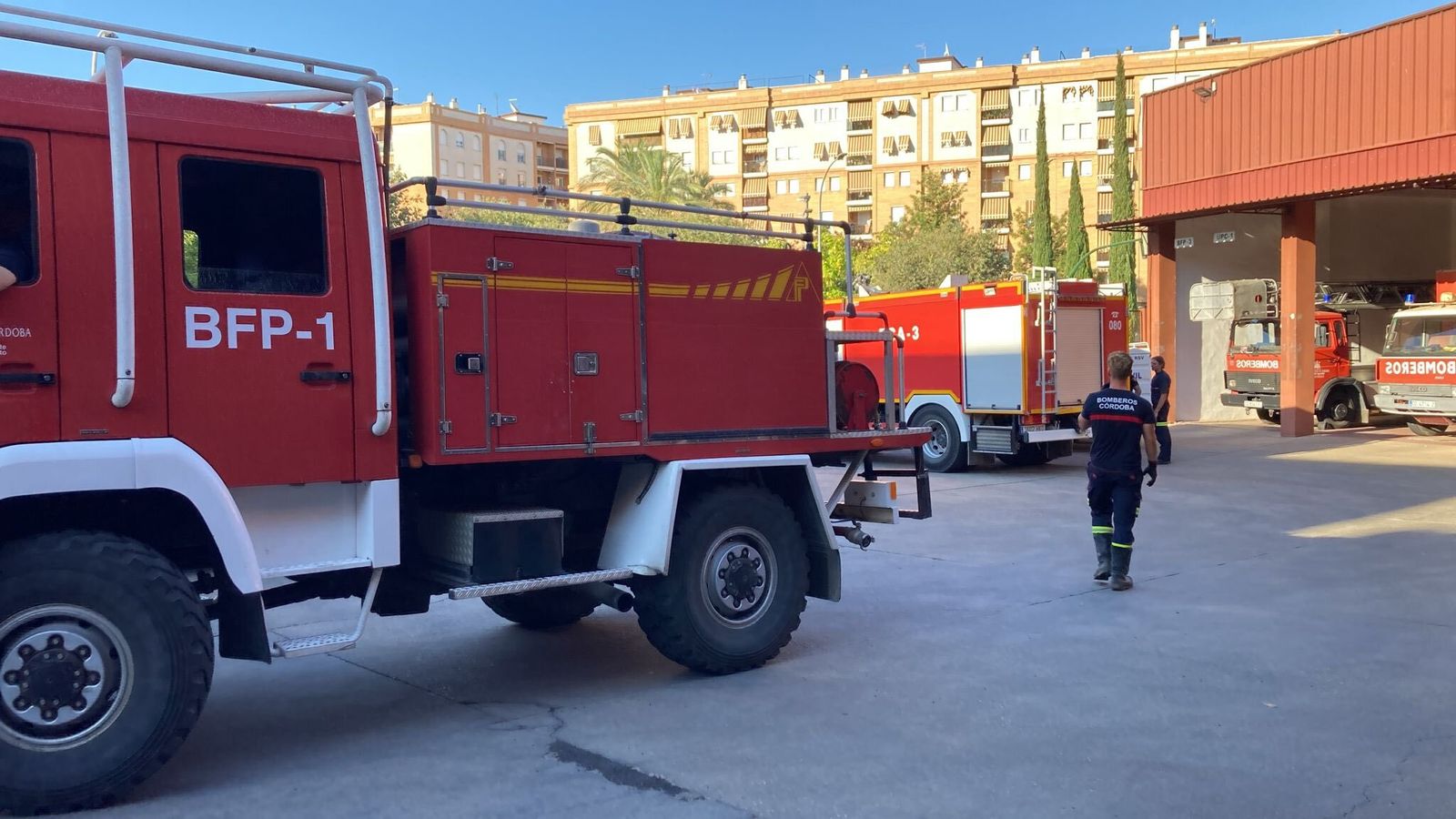 Efectivos del SEIS, en el parque central.