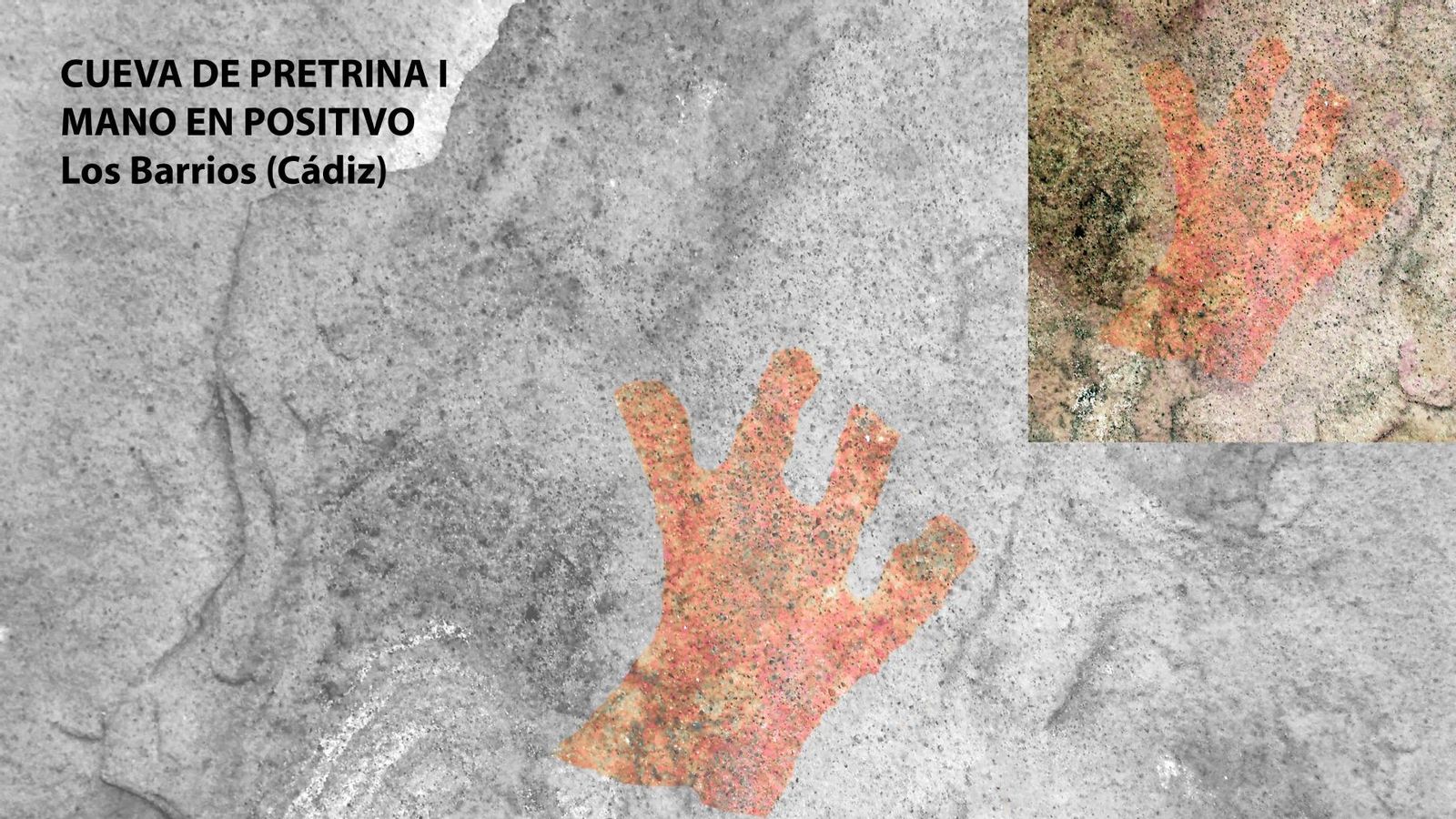Mano en positivo en la Cueva de Pretina I (Los Barrios).