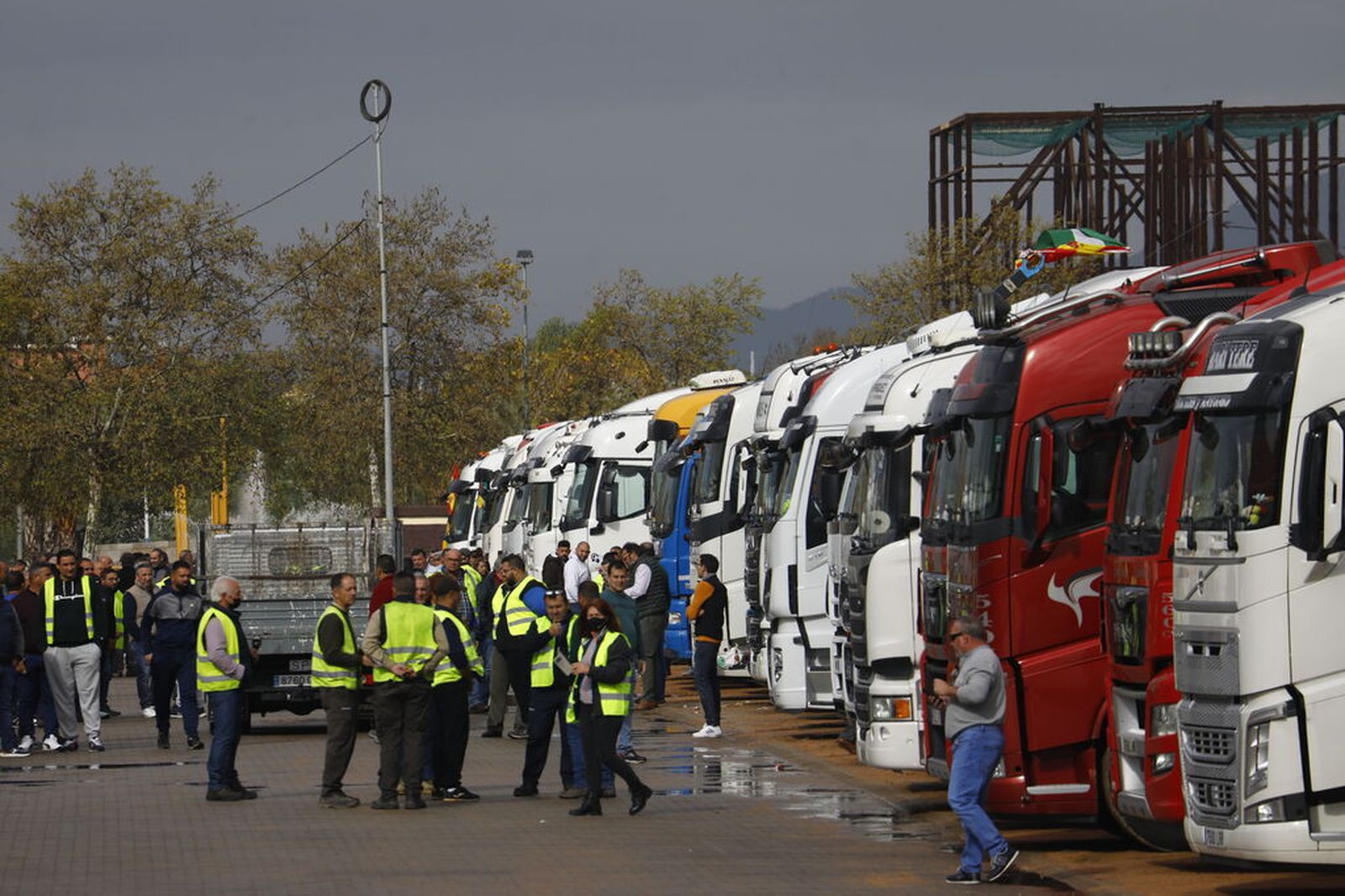 Transportistas concentrados en El Arenal.