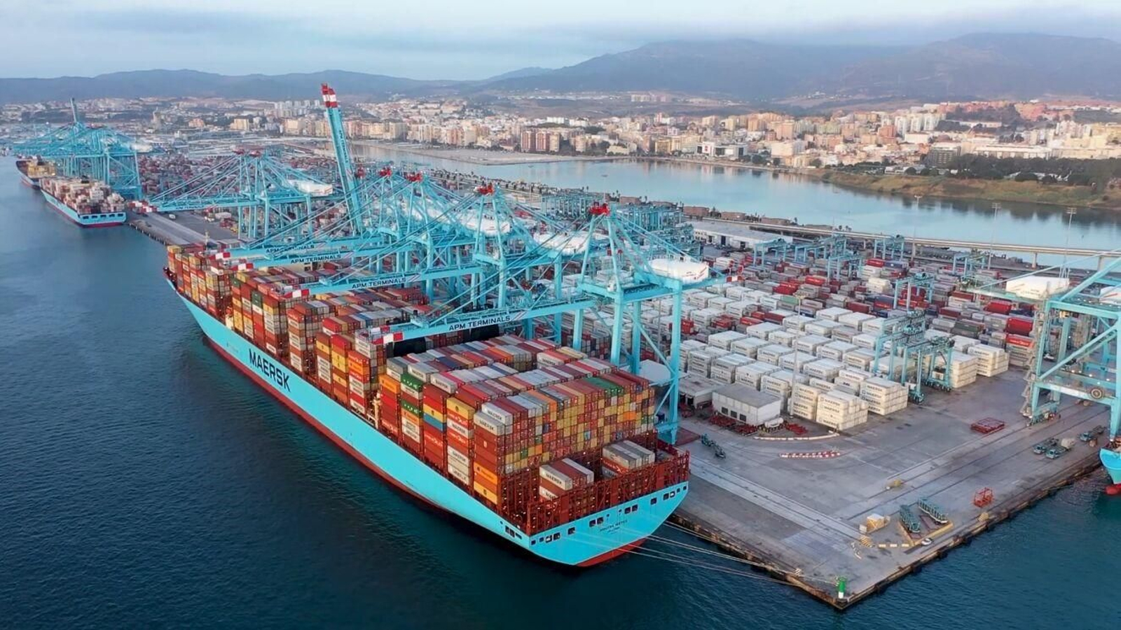 Vista aérea de la terminal de APM en el Puerto de Algeciras.
