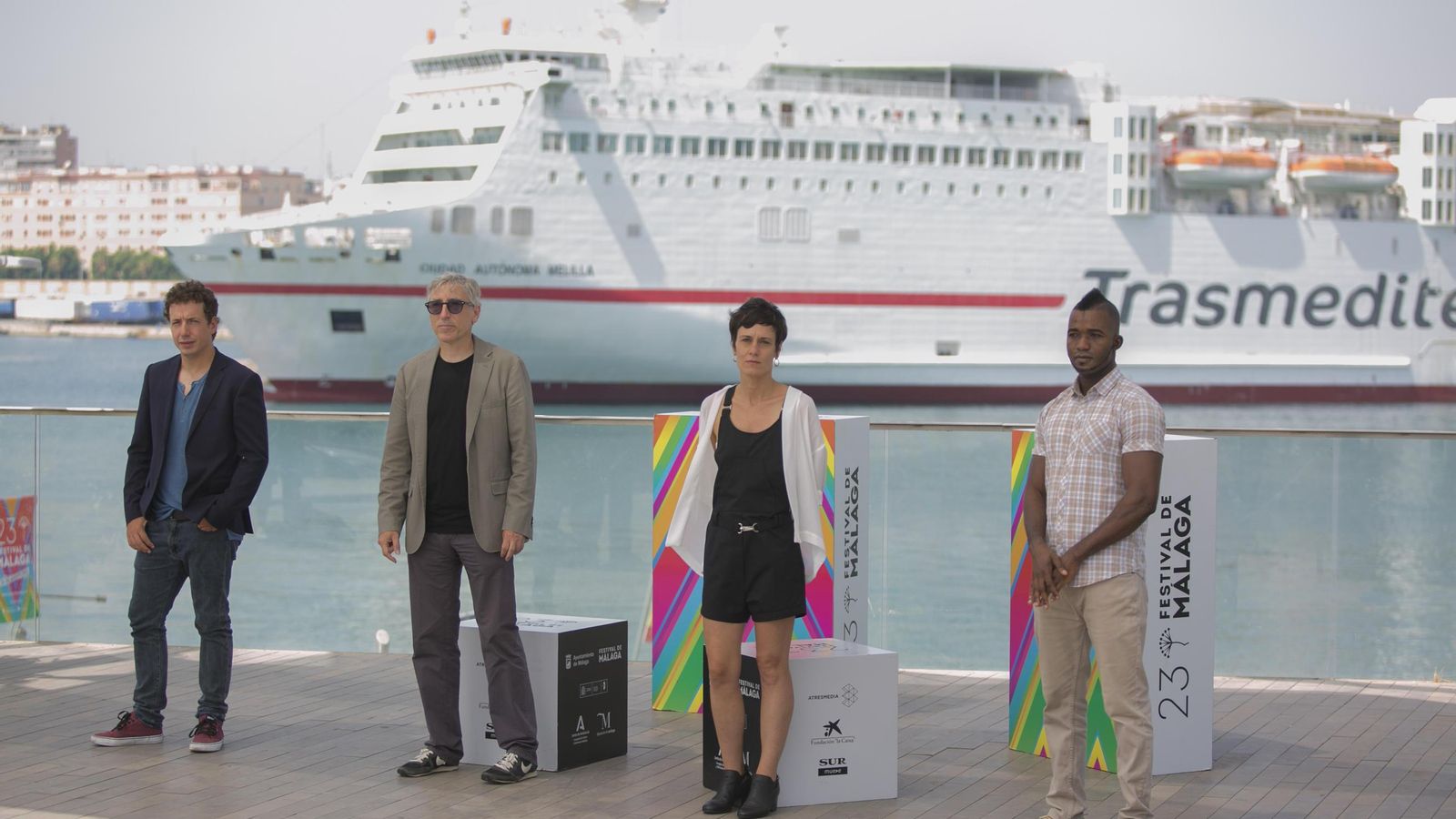 Vito Sanz, David Trueba, Anna Alarcón y Zidane Barry en Málaga.
