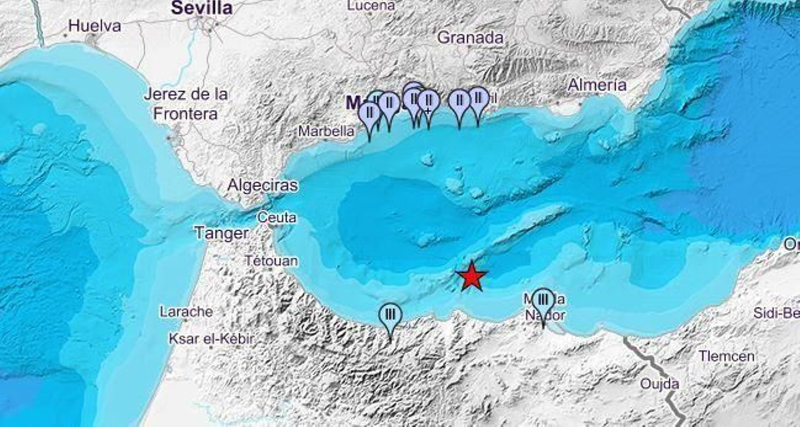 Mapa del seísmo registrado Mapa del seísmo registrado