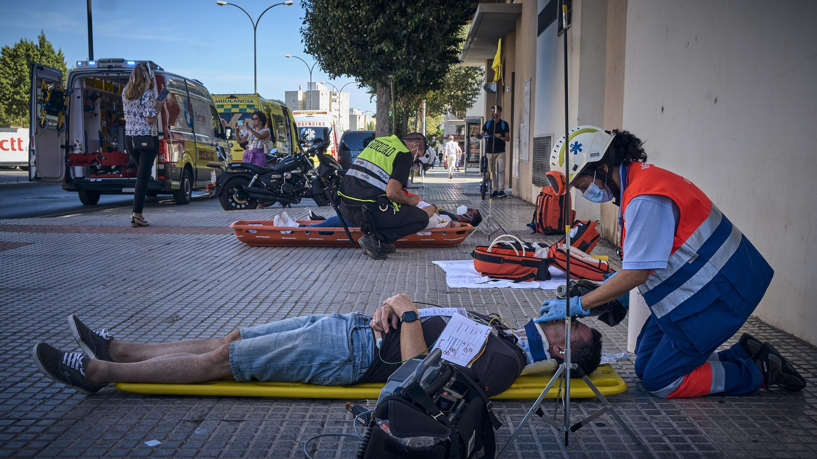 Simulacro de accidente del tranvía en San Fernando