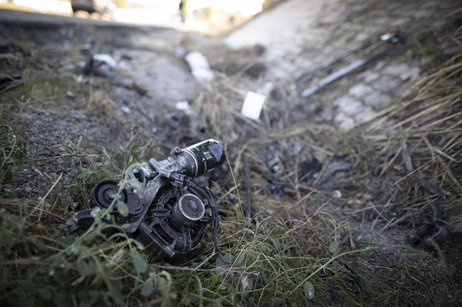 Restos del vehículo tras el accidente.