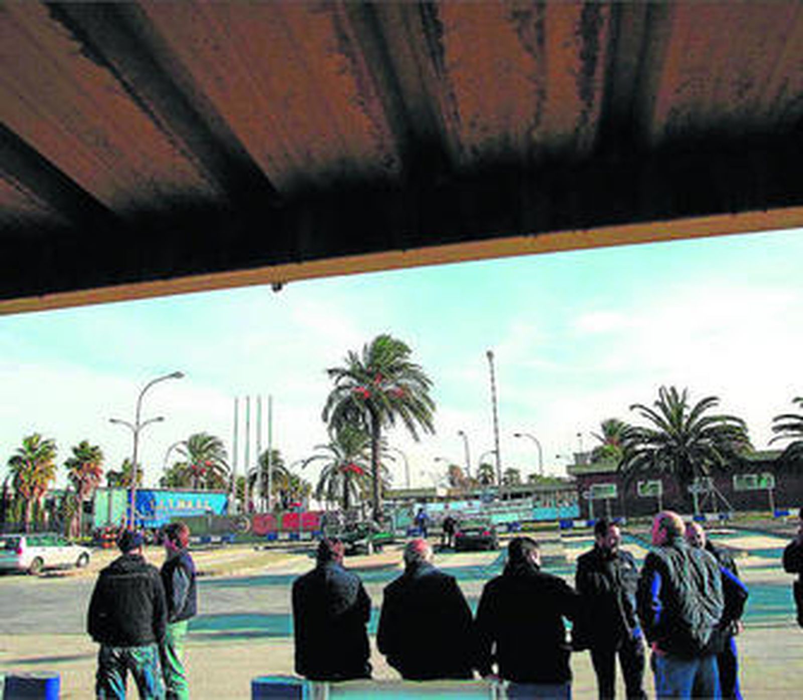 Trabajadores del metal durante la huelga de finales de 2007.