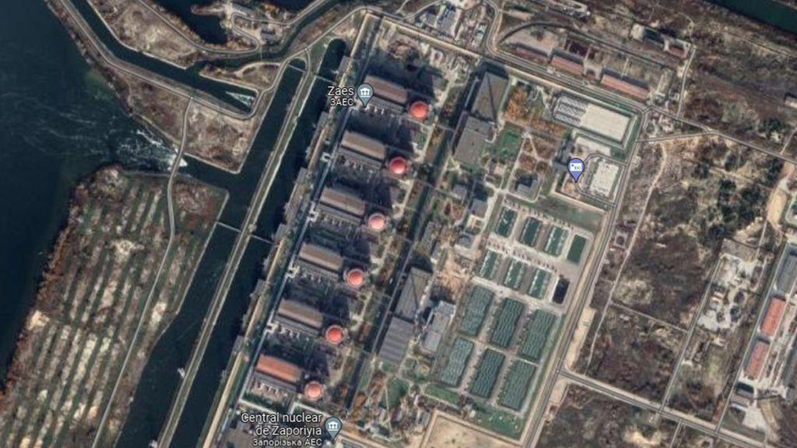 Vista vía satélite de la central nuclear Vista vía satélite de la central nuclear