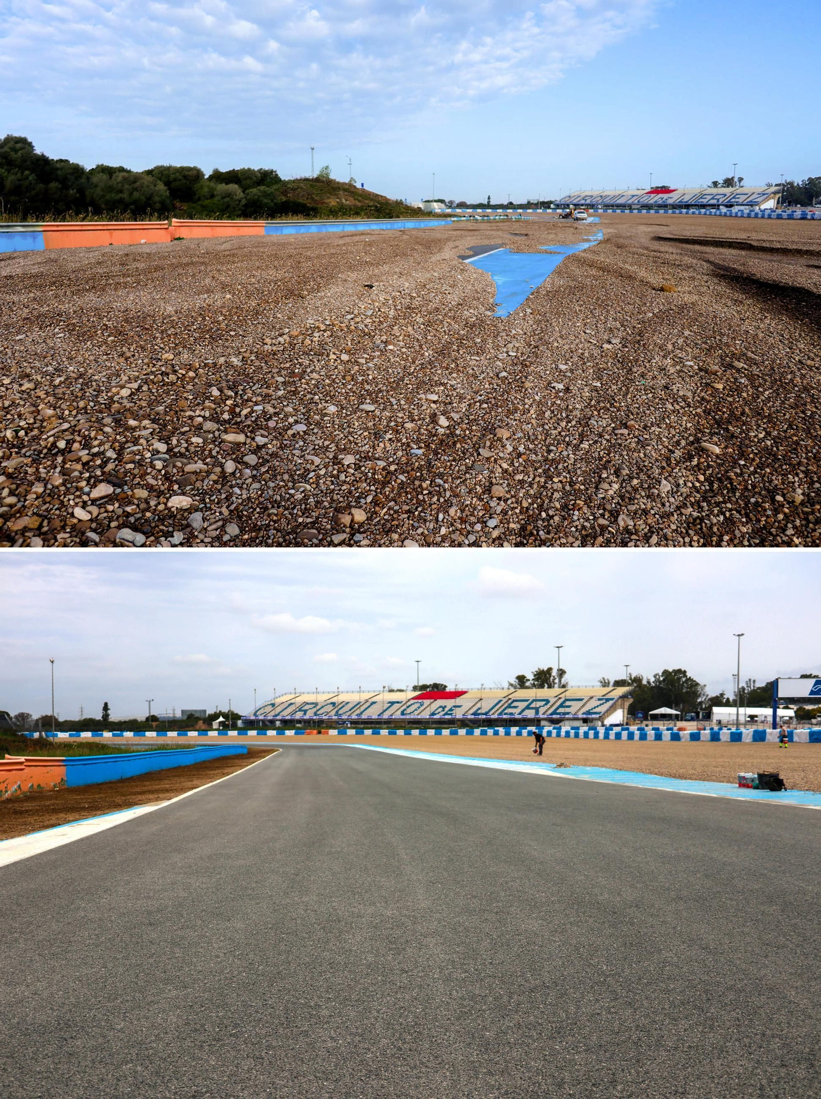 Aspecto de la curva 7 antes y después del 'diluvio' del 3 de marzo Aspecto de la curva 7 antes y después del 'diluvio' del 3 de marzo
