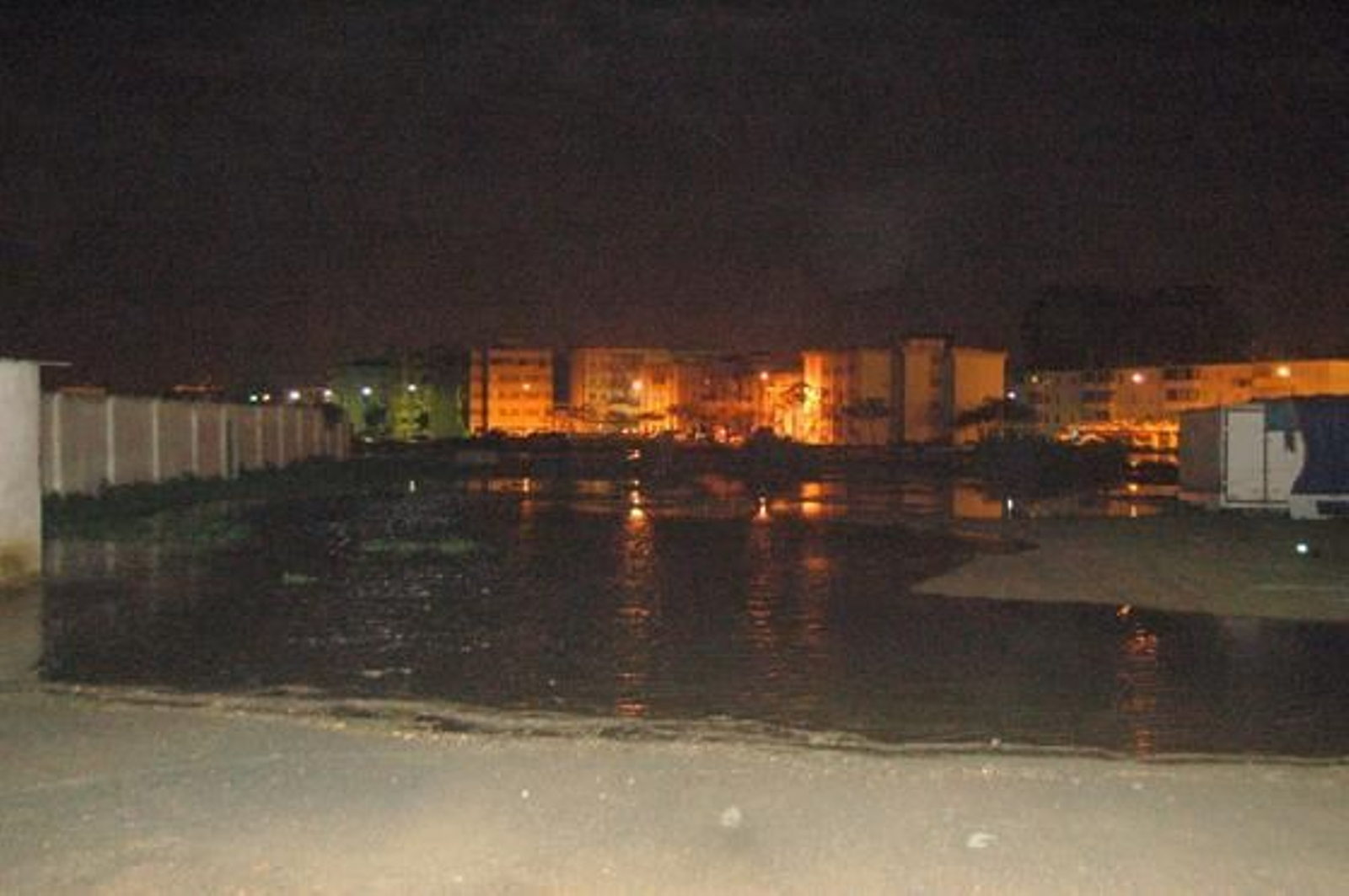 El recinto ferial de Ayamonte, inundado.