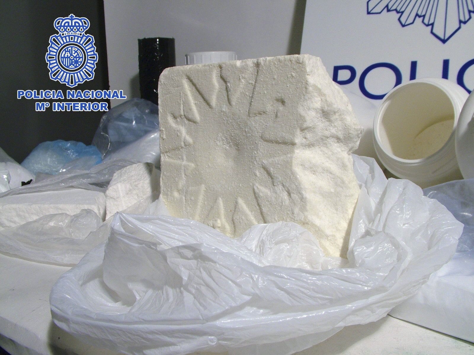 Cocaína incautada en un operativo de la Policía Nacional.