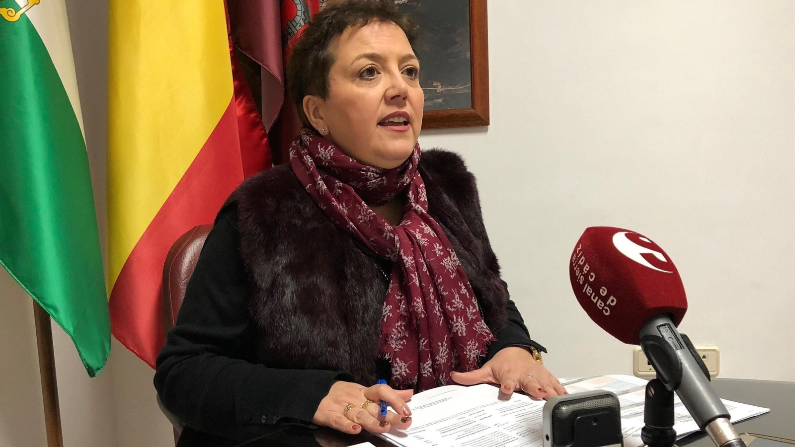 María José González (PSOE), durante una rueda de prensa. María José González (PSOE), durante una rueda de prensa.