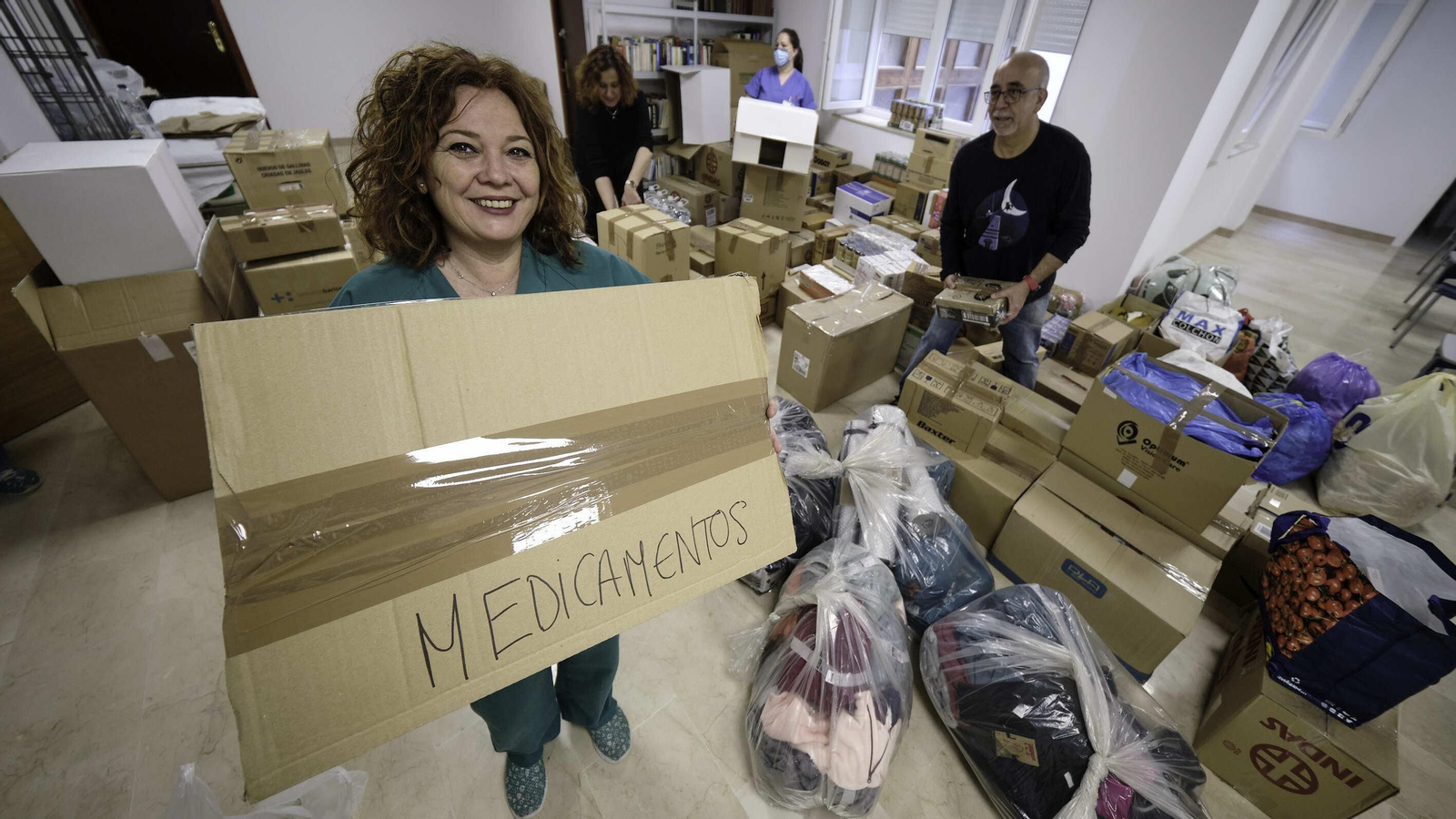 Varios de los trabajadores de San Rafael que han participado de manera activa y sin descanso en la iniciativa solidaria