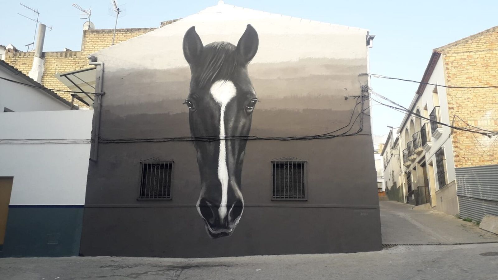Caballo, la única obra realizada con espray, de Sergio Romero.