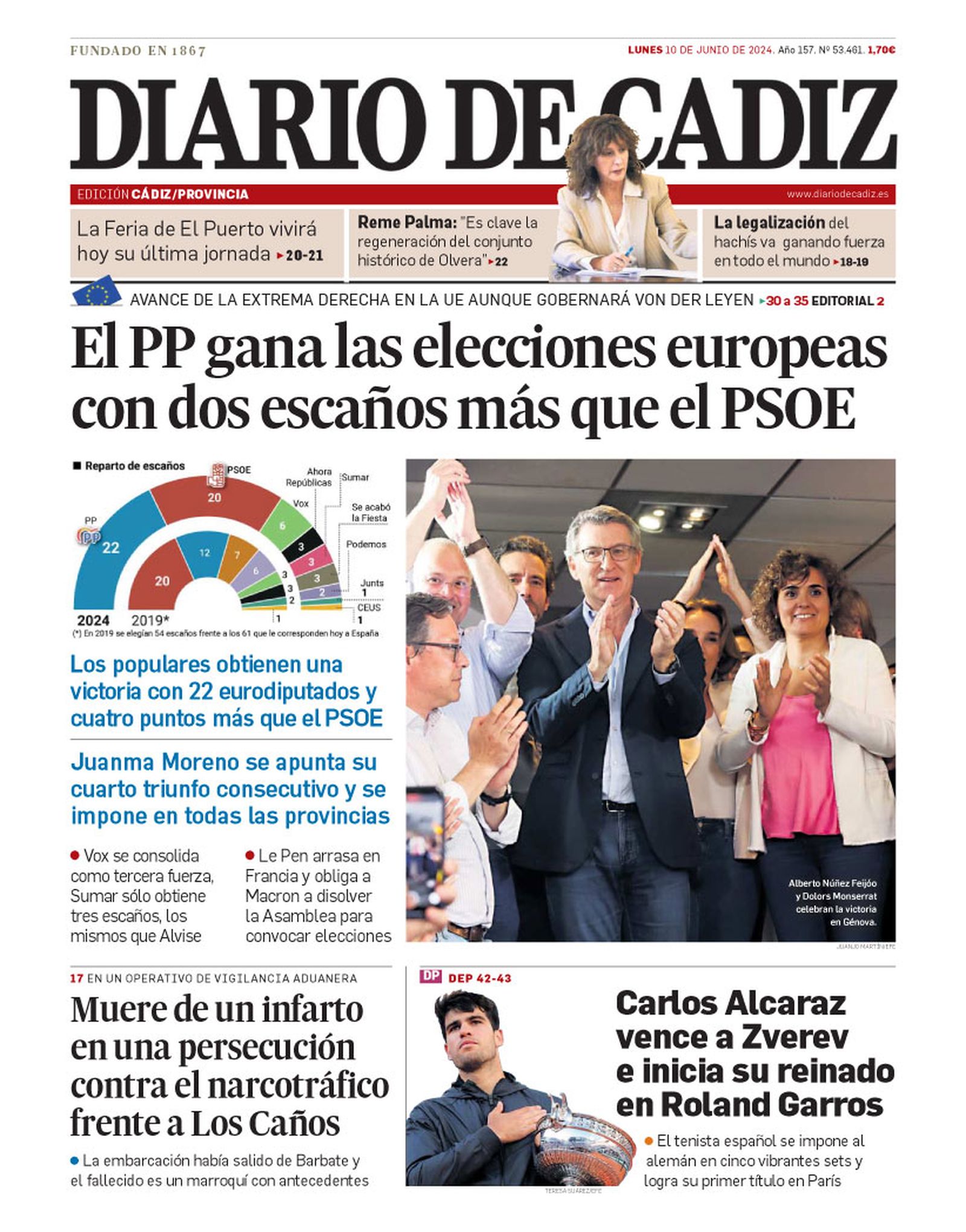 10 de junio. El PP gana en las elecciones europeas.