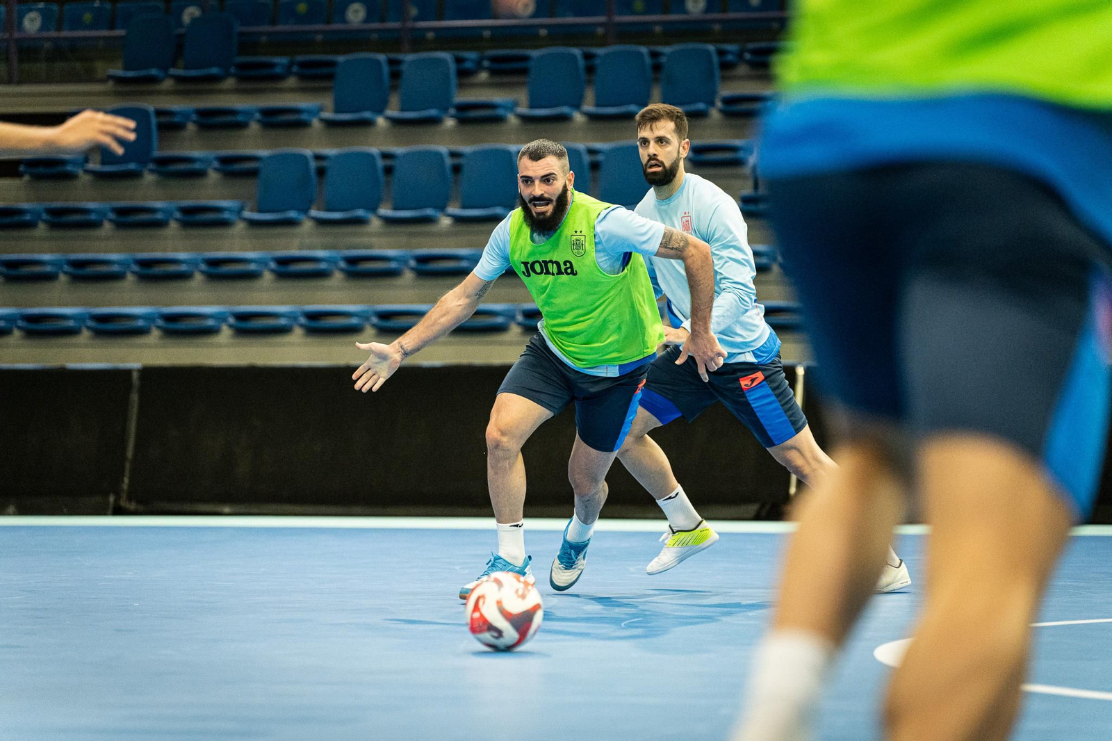Juan Emilio en uno de los entrenamientos del combinado nacional de cara a sus compromisos mundialistas.
