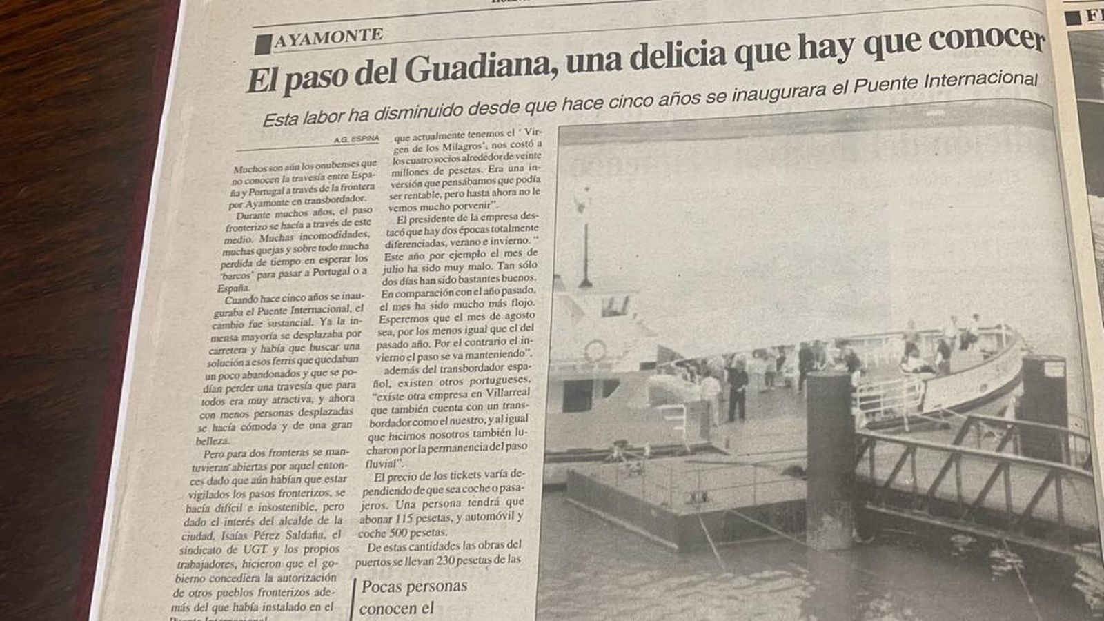 Reportaje sobre el paso del Guadiana. Agosto de 1996