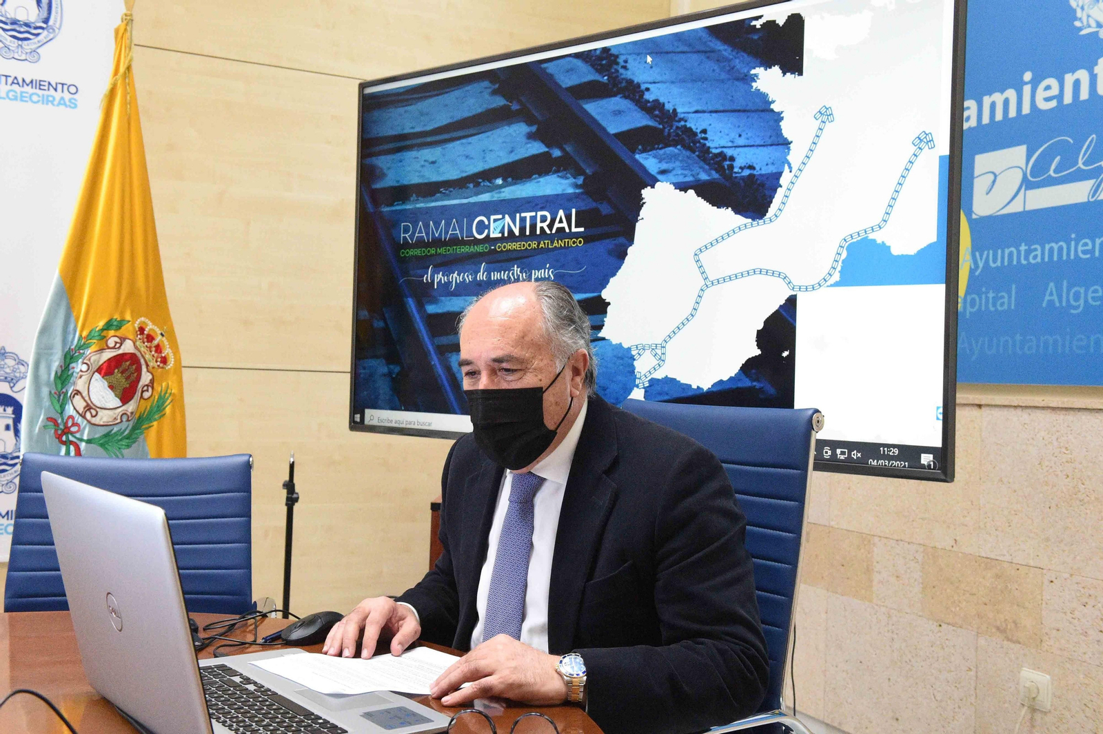 Landaluce durante la reunión telemática con los empresarios andaluces.