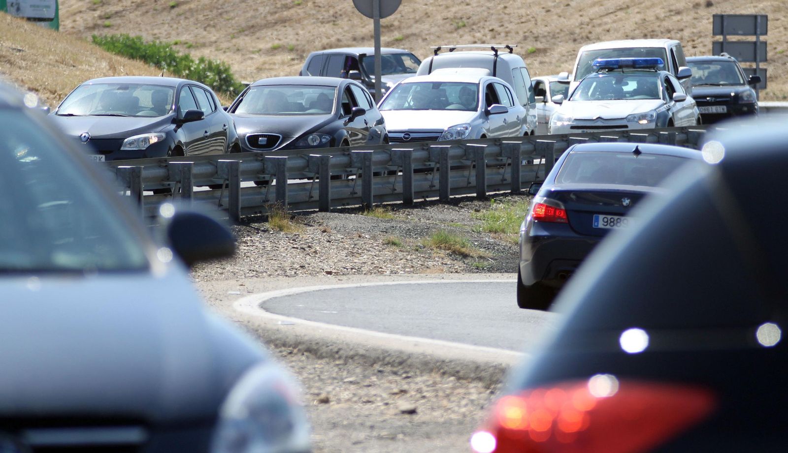 Imagen de archivo de atasco por un accidente en la A-49.