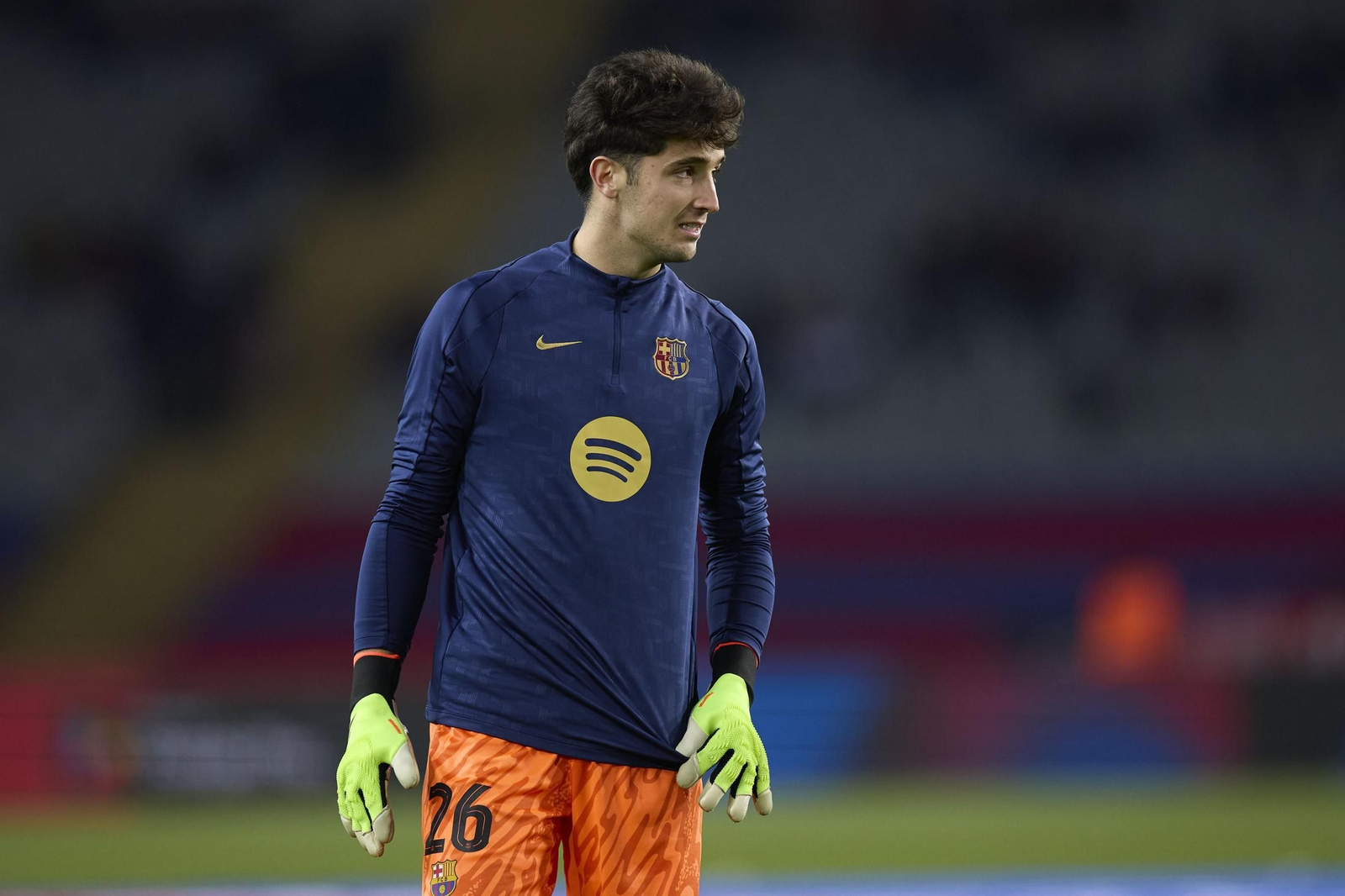 Astralaga en un calentamiento con el FC Barcelona