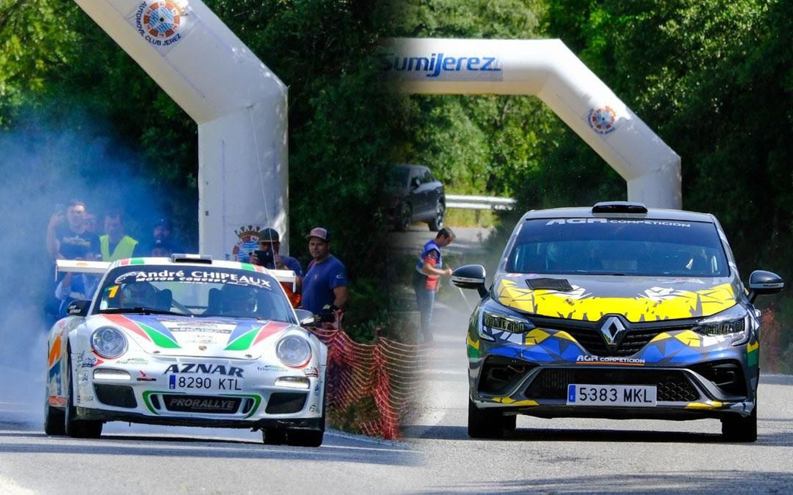 José Antonio Aznar y José Manuel López Mañas a su salida desde la línea de meta en Jerez.