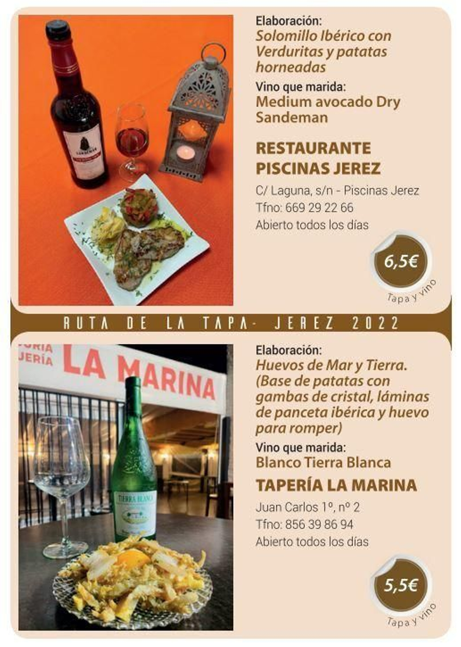 Ruta de la Tapa 'DesTapa Jerez': establecimientos, tapas maridadas y precios