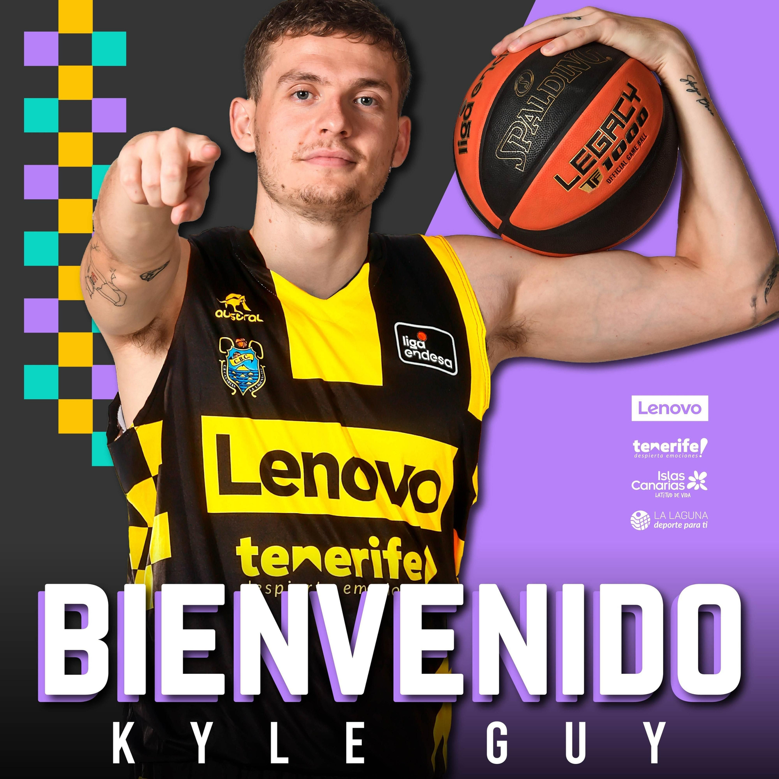 Kyle Guy, a su llegada a Tenerife.