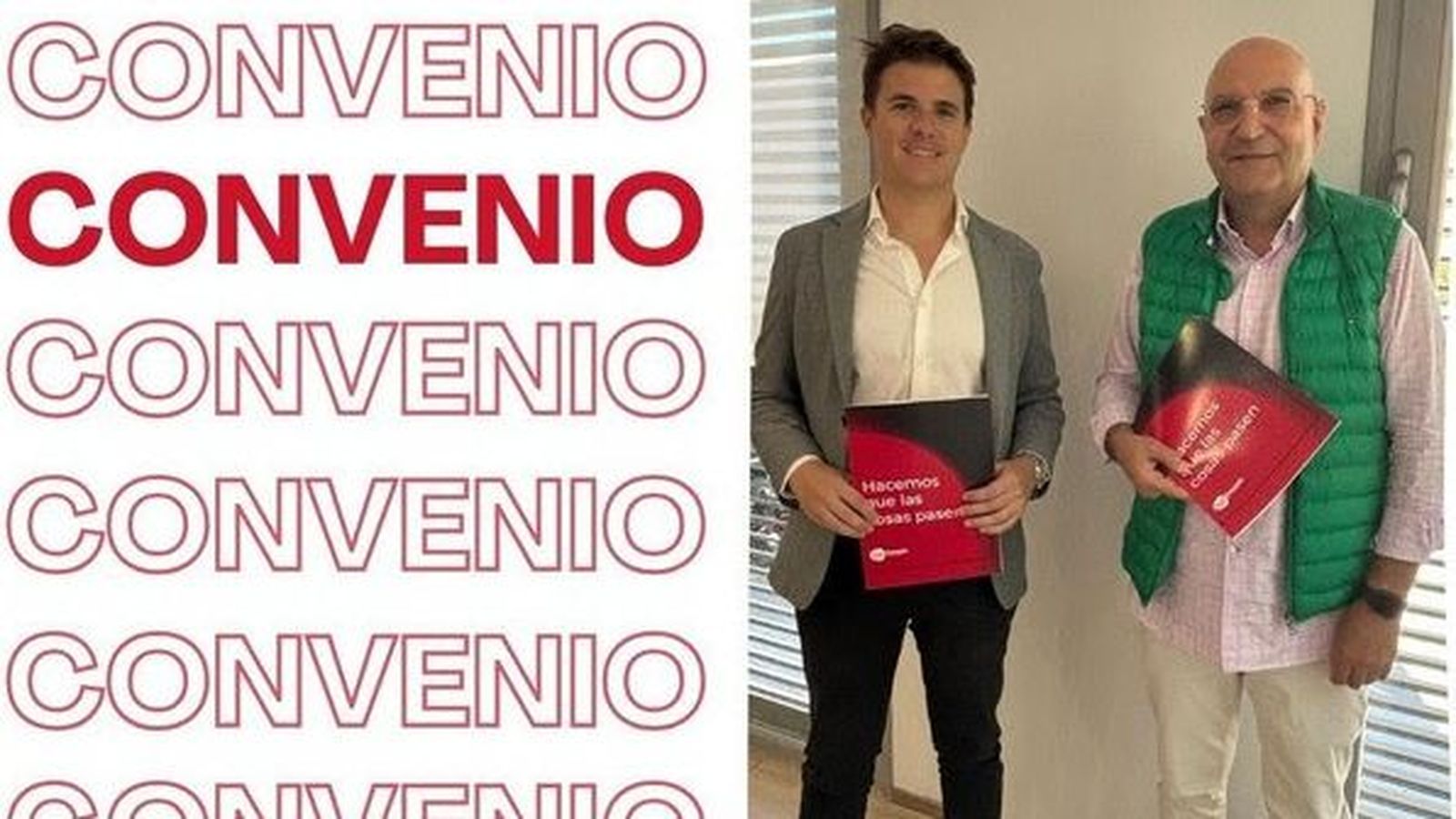 El presidente de AJE Granada, Carlos Álvarez durante la firma de convenio.