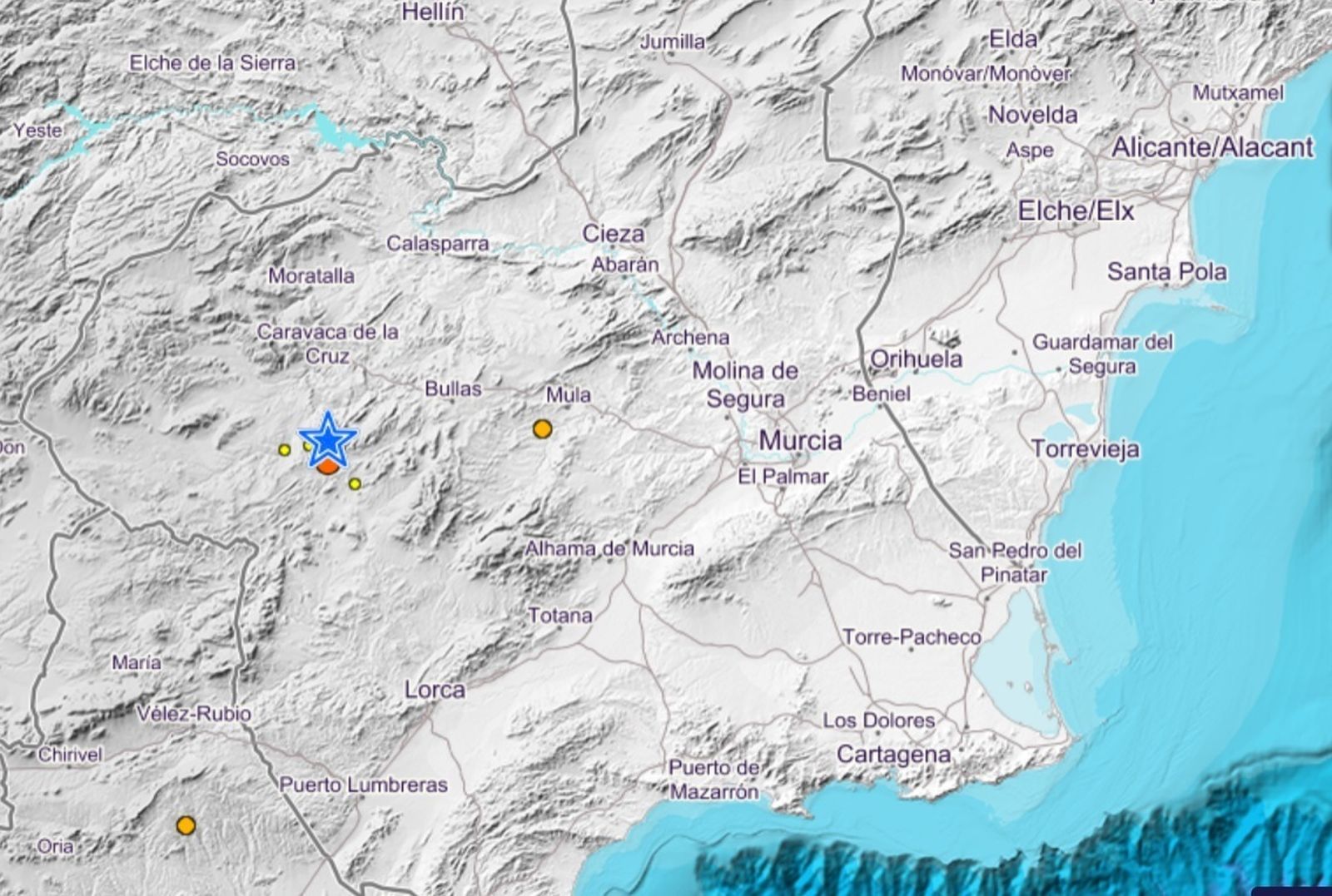 Registrado un terremoto de magnitud 3,9 con epicentro en el sur de Caravaca de la Cruz