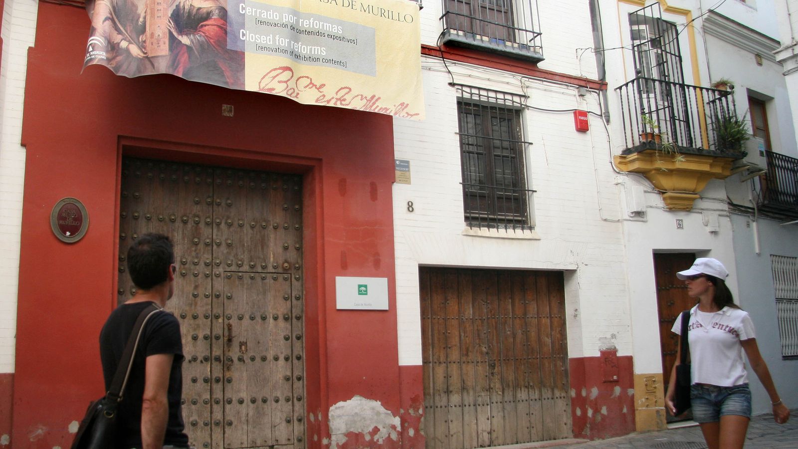 Cartel en el año 2009 que anunciaba las obras en la casa.