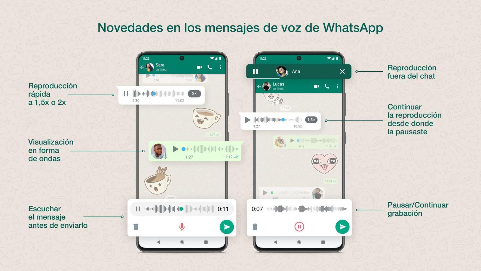 Novedades en los audios de WhatsApp