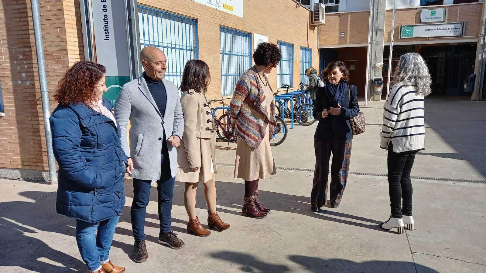 Carmen Calvo, en el instituto Gran Capitán de Córdoba.