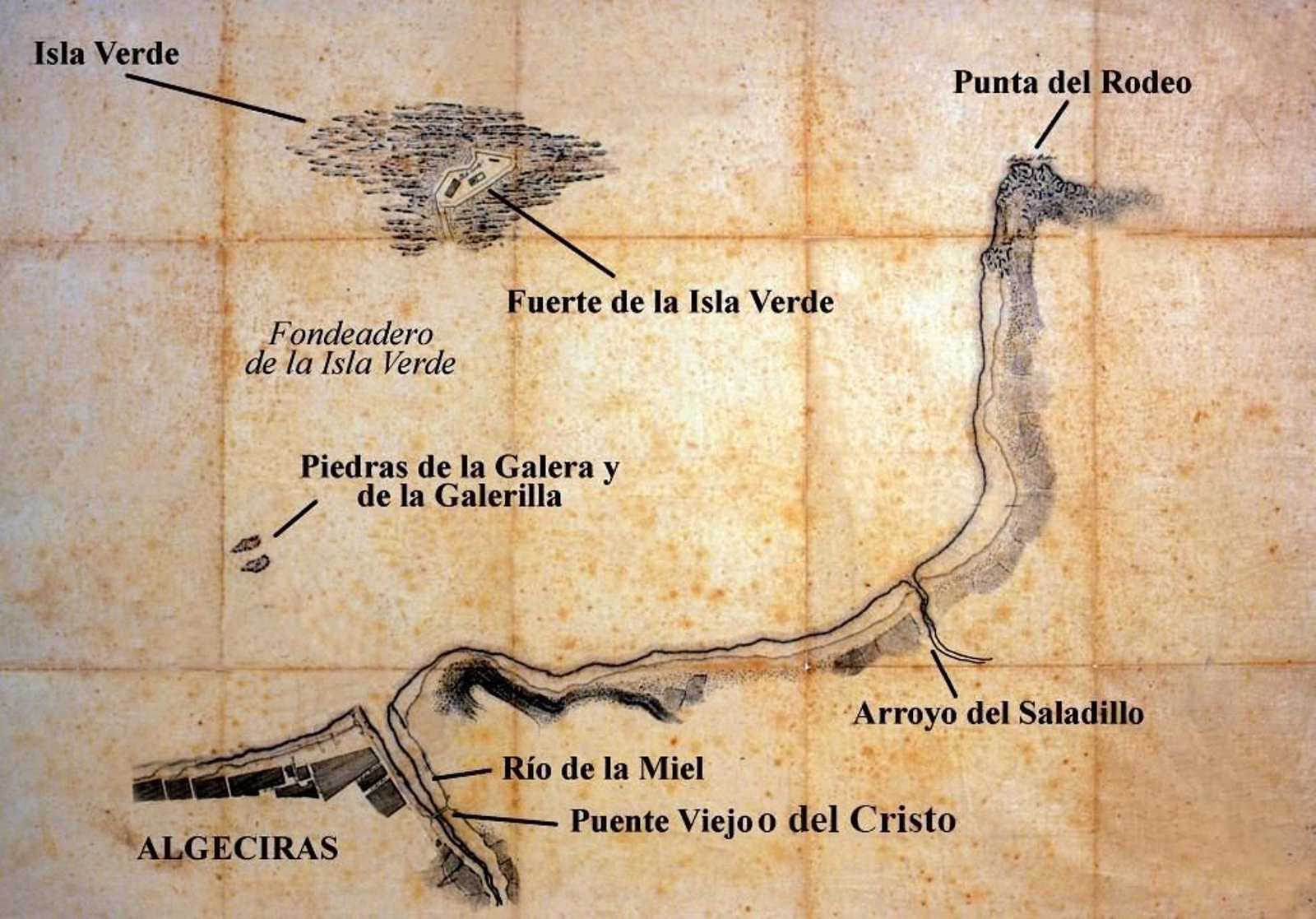 Plano del proyecto de un puerto para Algeciras del ingeniero Juan Martínez Villa (1859).