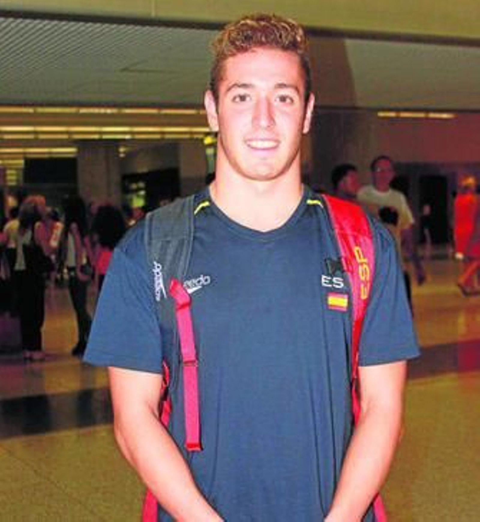 Carlos Peralta, a su llegada a Málaga tras una competición el año pasado.