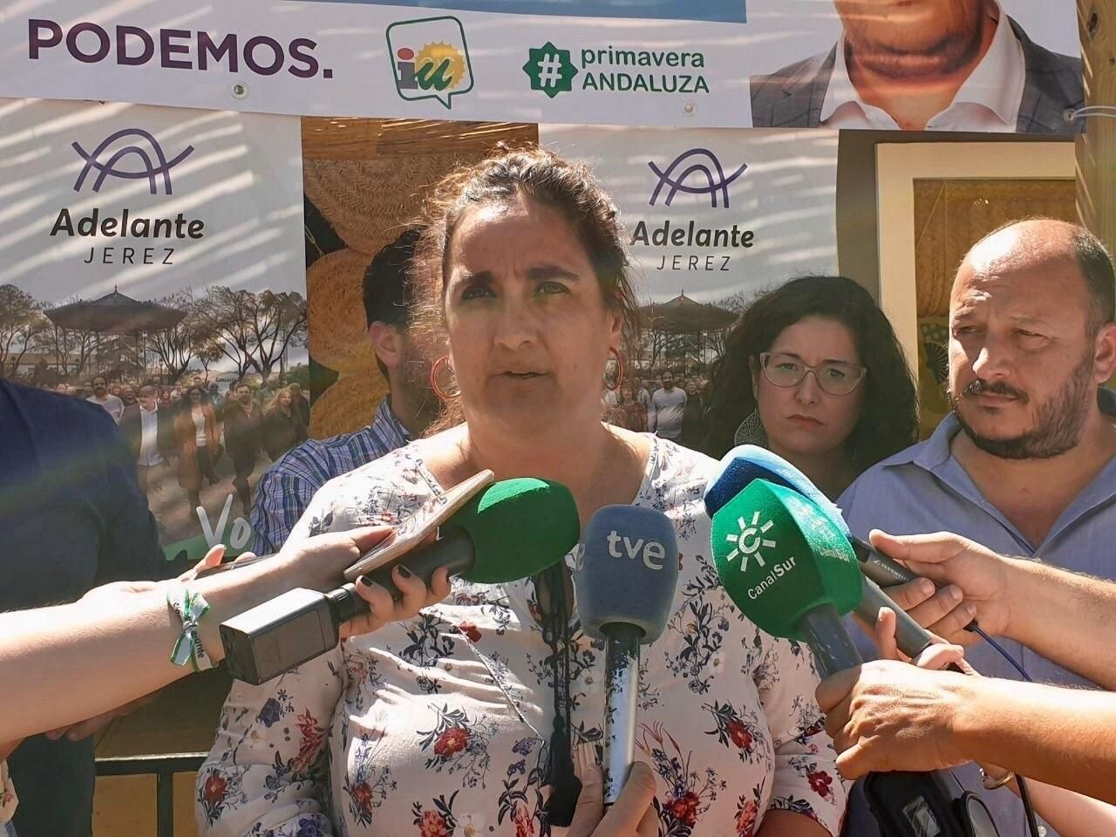 La portavoz de Adelante Andalucía Ángela Aguilera, en un acto en Jerez.