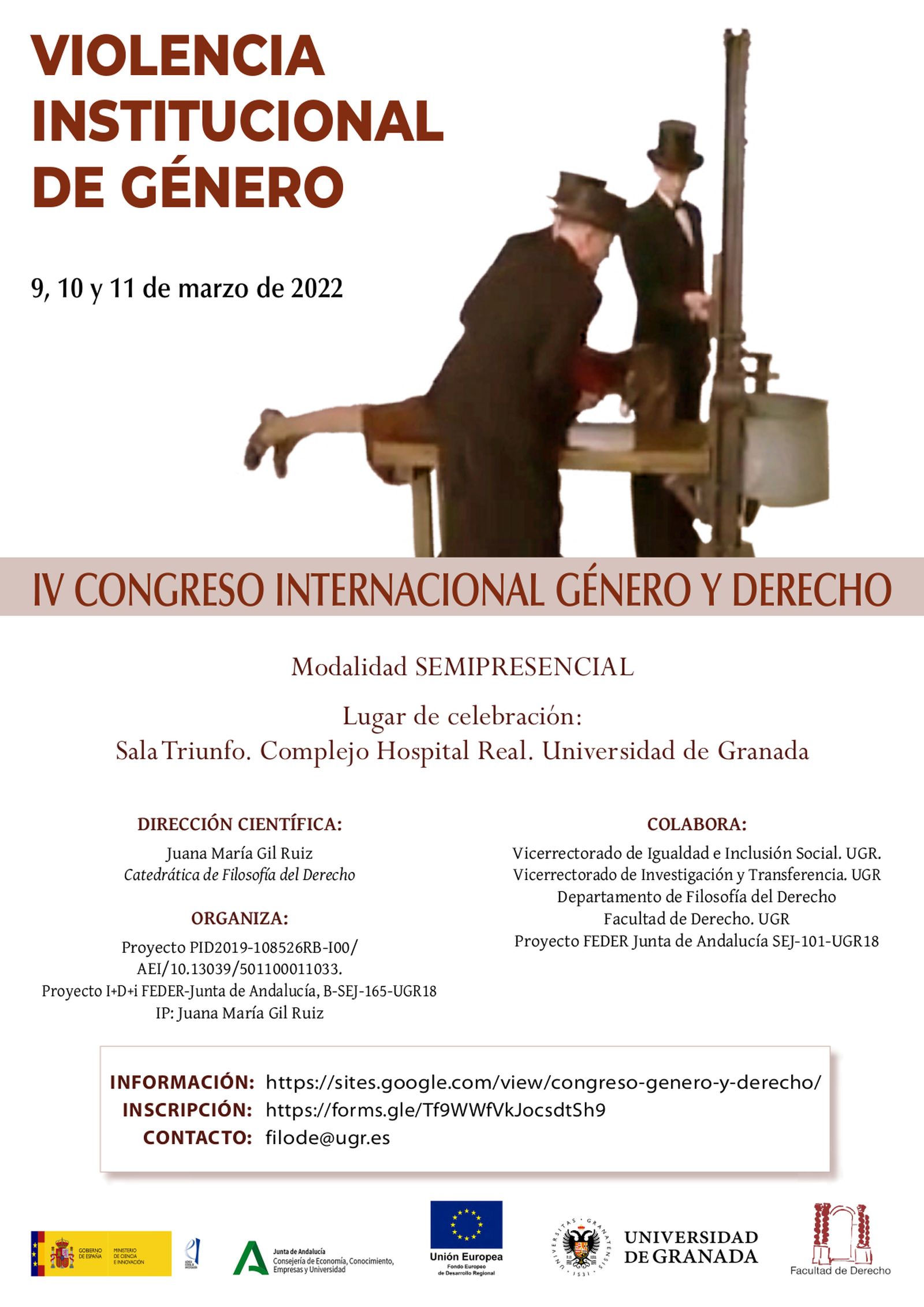 Abierto el plazo de inscripción y presentación de comunicaciones para el IV Congreso Internacional Género y Derecho: Violencia Institucional de Género, que se celebra en Granada