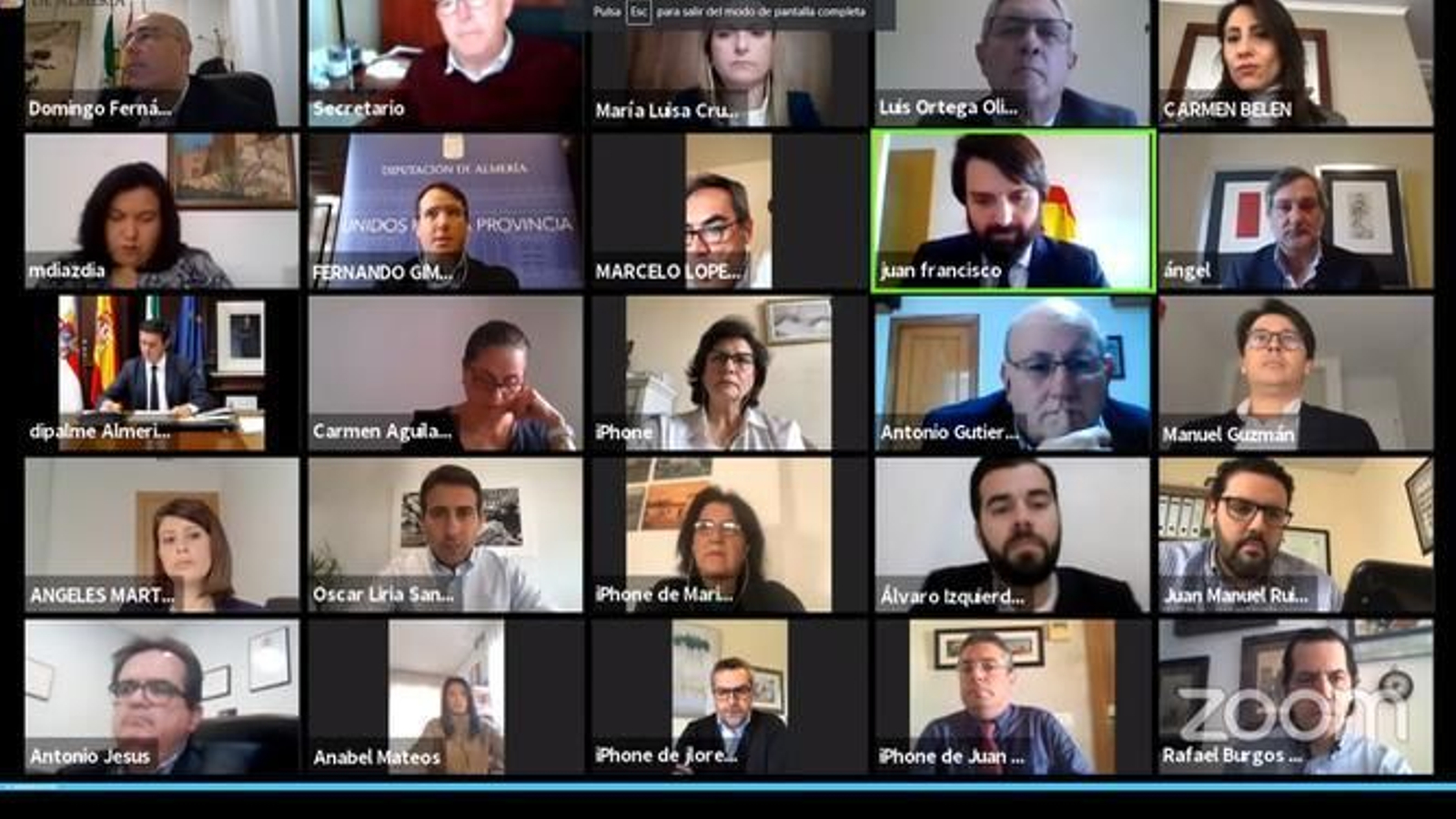 Este es el segundo pleno telemático que celebra la Diputación desde el estado de alarma.