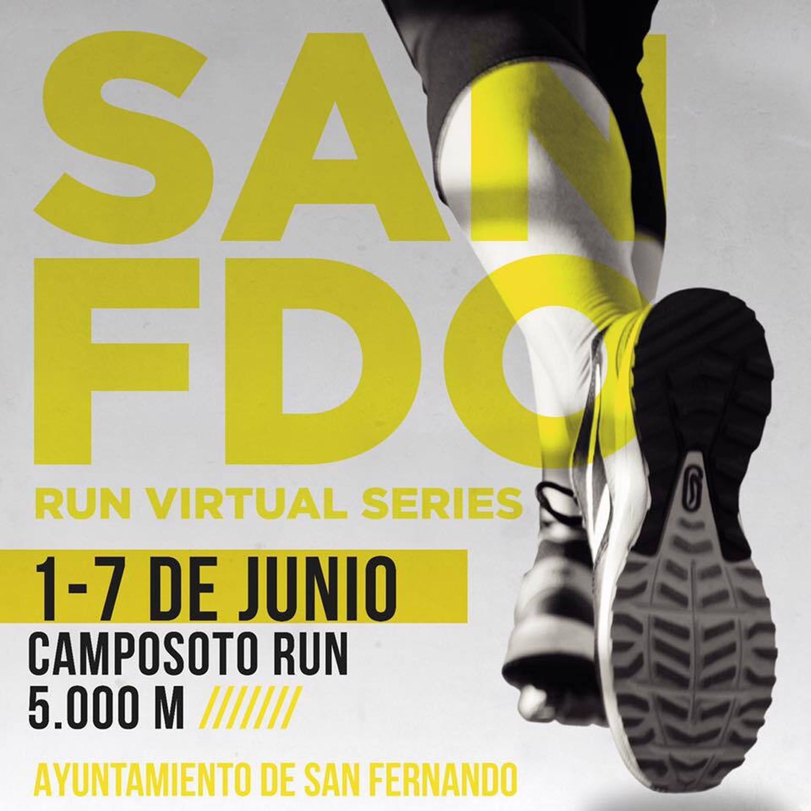 Cartel de la primera carrera virtual de San Fernando.