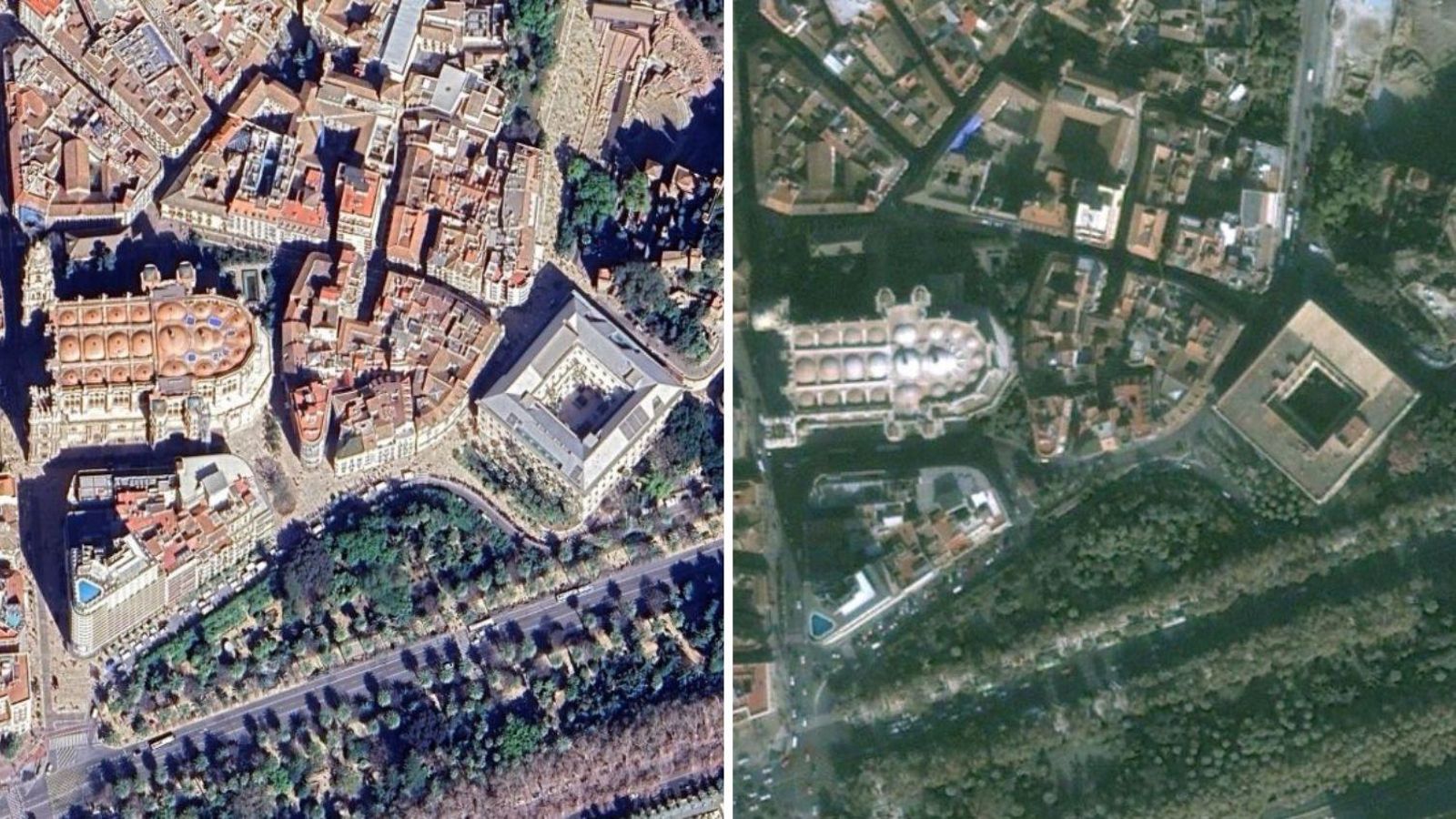 Centro de Málaga actualmente y en el 2000