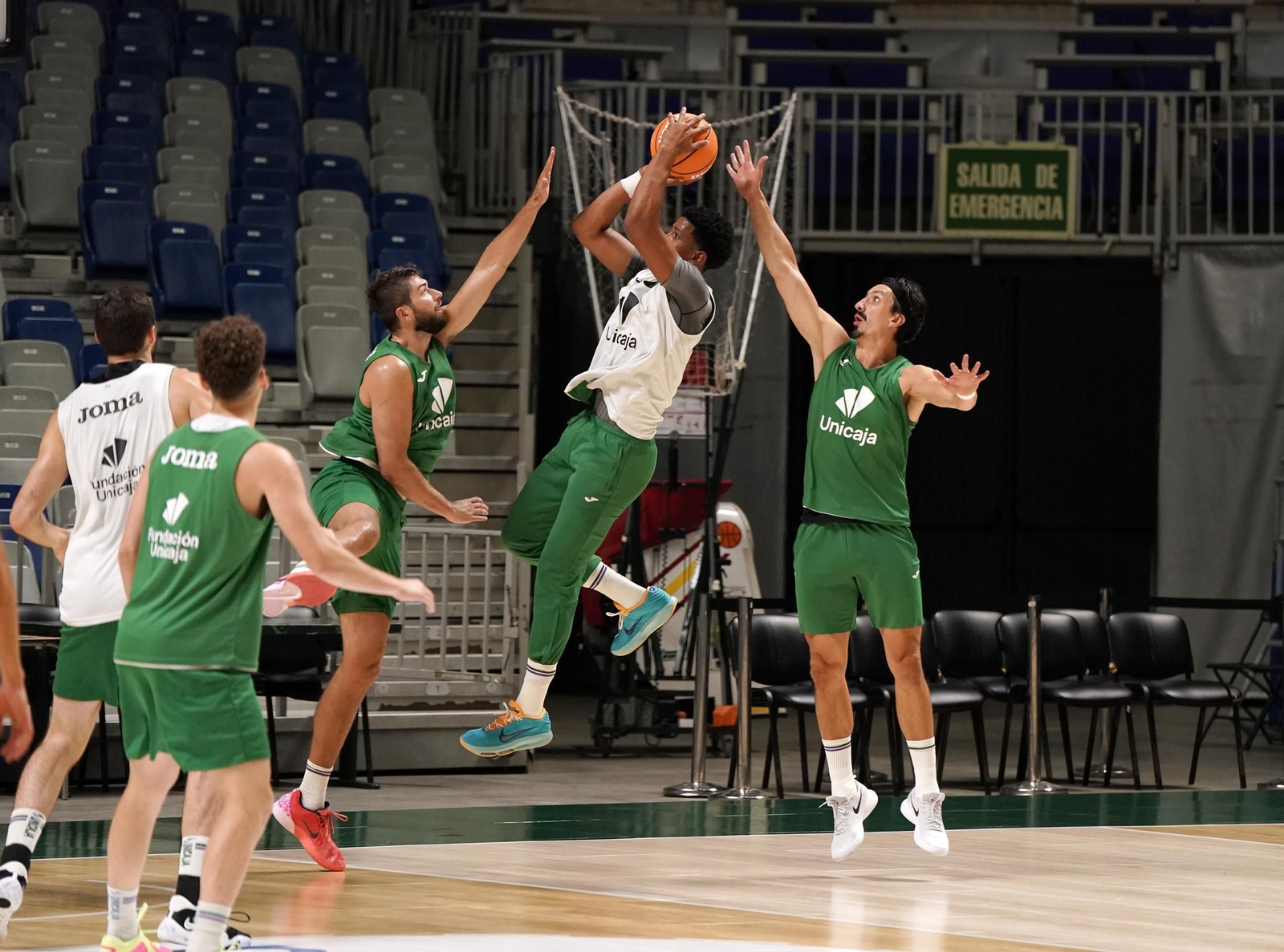 El Unicaja en la sesión de entrenamiento del pasado jueves.