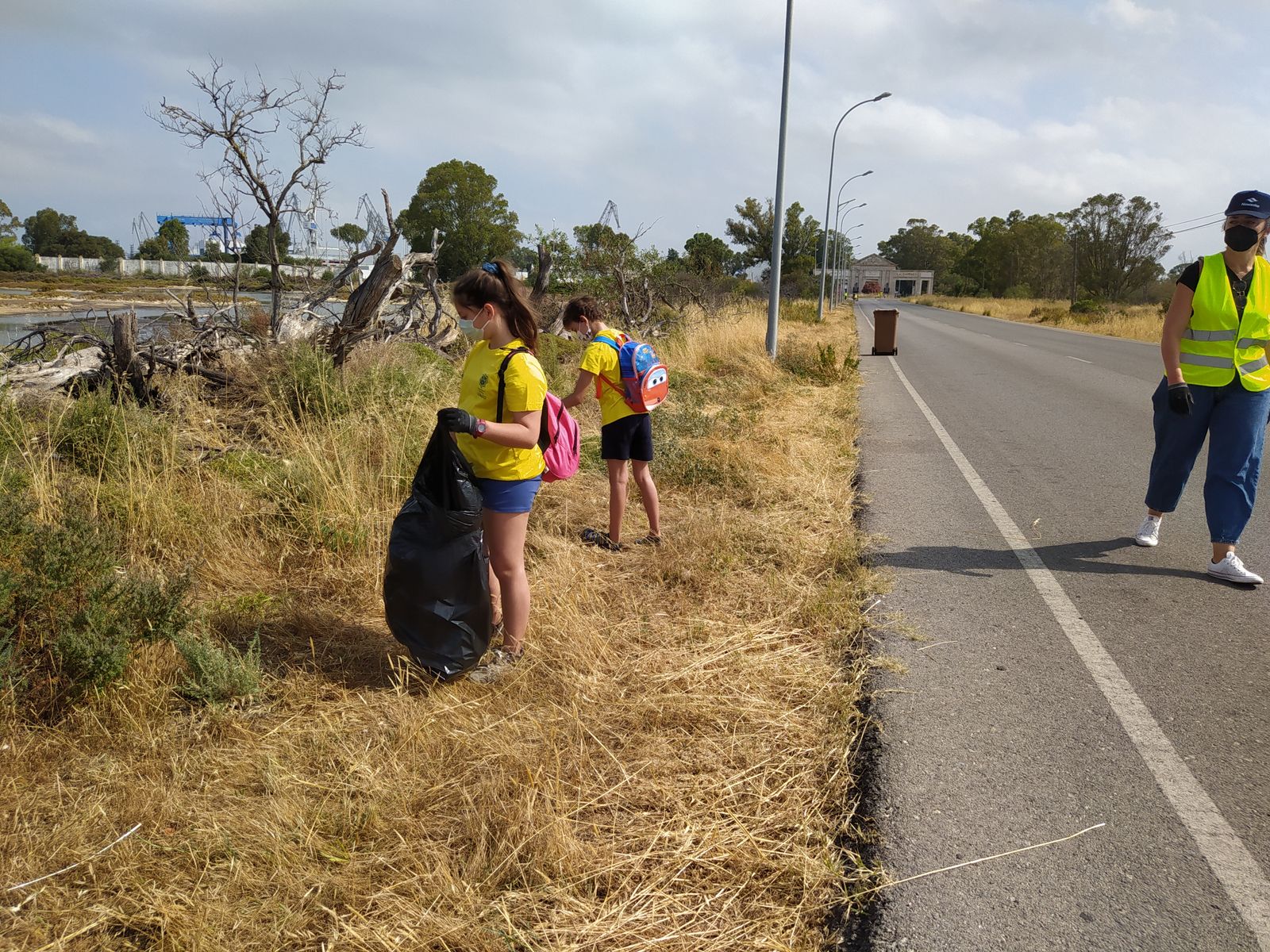 Trabajos de limpieza en el entorno de la carretera de La Carraca.