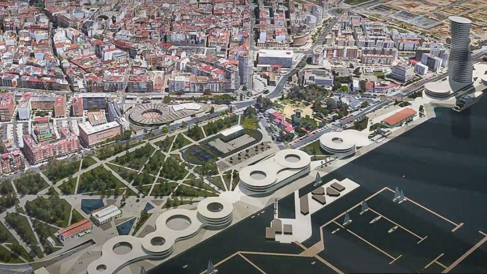 Nuevo frente del Muelle de Levante en una recreación virtual del proyecto de la APH. Nuevo frente del Muelle de Levante en una recreación virtual del proyecto de la APH.