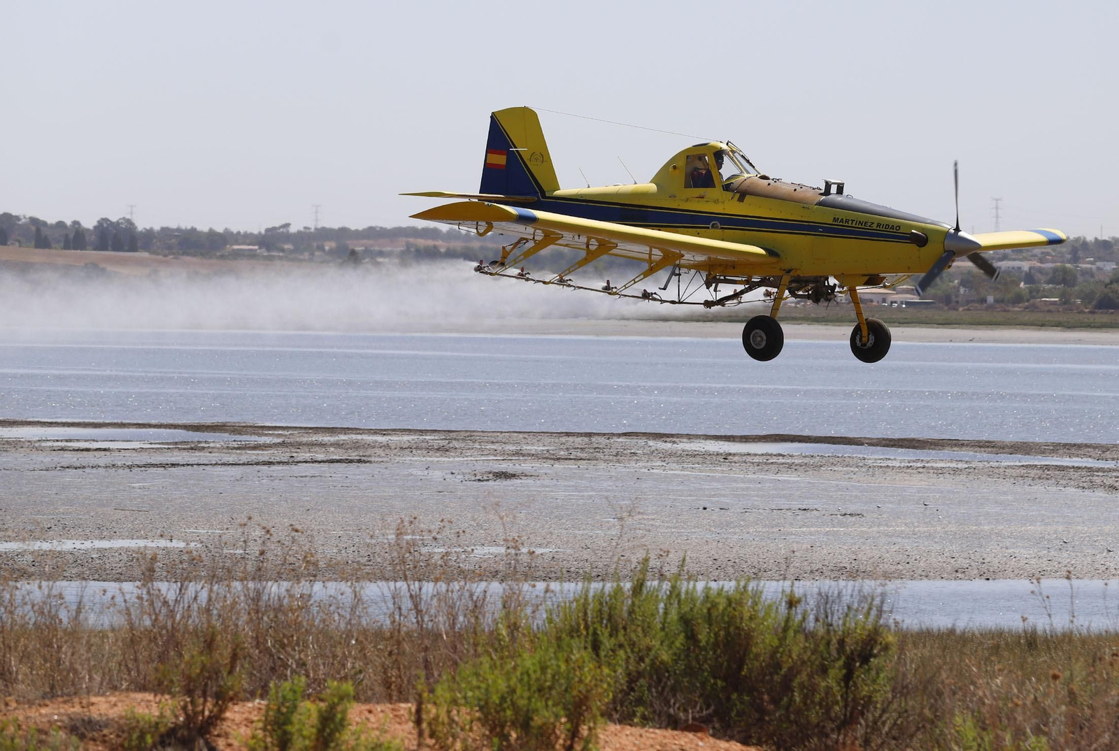 Imágenes del vuelo demostrativo de los medios aéreos del servicio de control de mosquitos