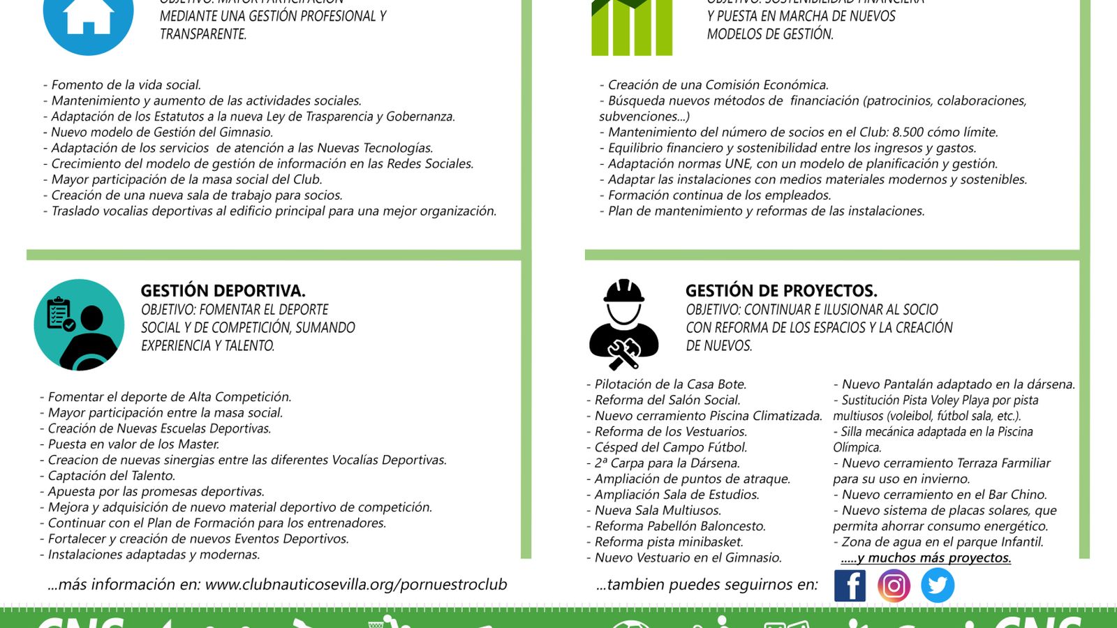 Programa de la candidatura de Alicia Caballero a presidenta del Club Náutico.