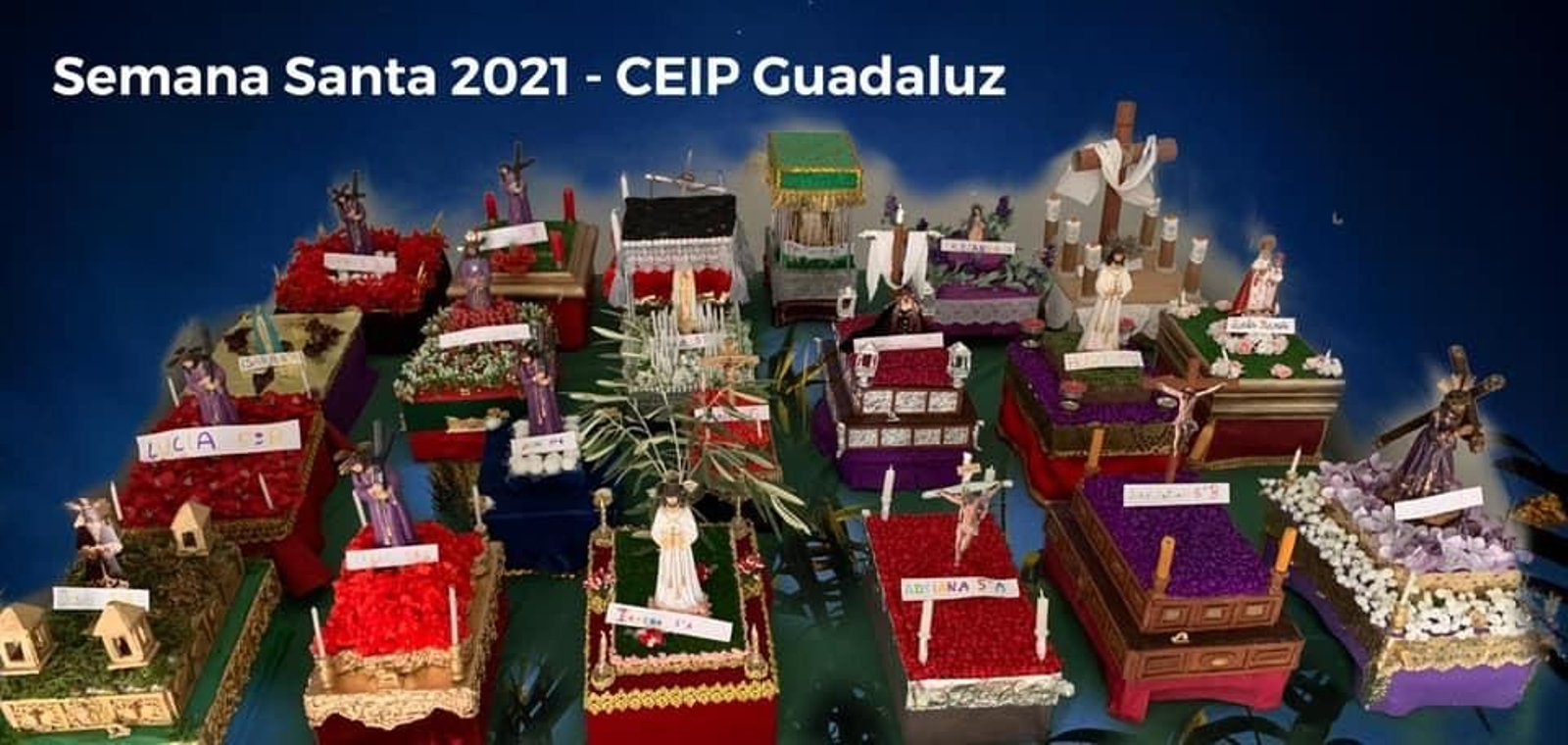 Pasos en miniaturas realizados por alumnos del CEIP Guadaluz.